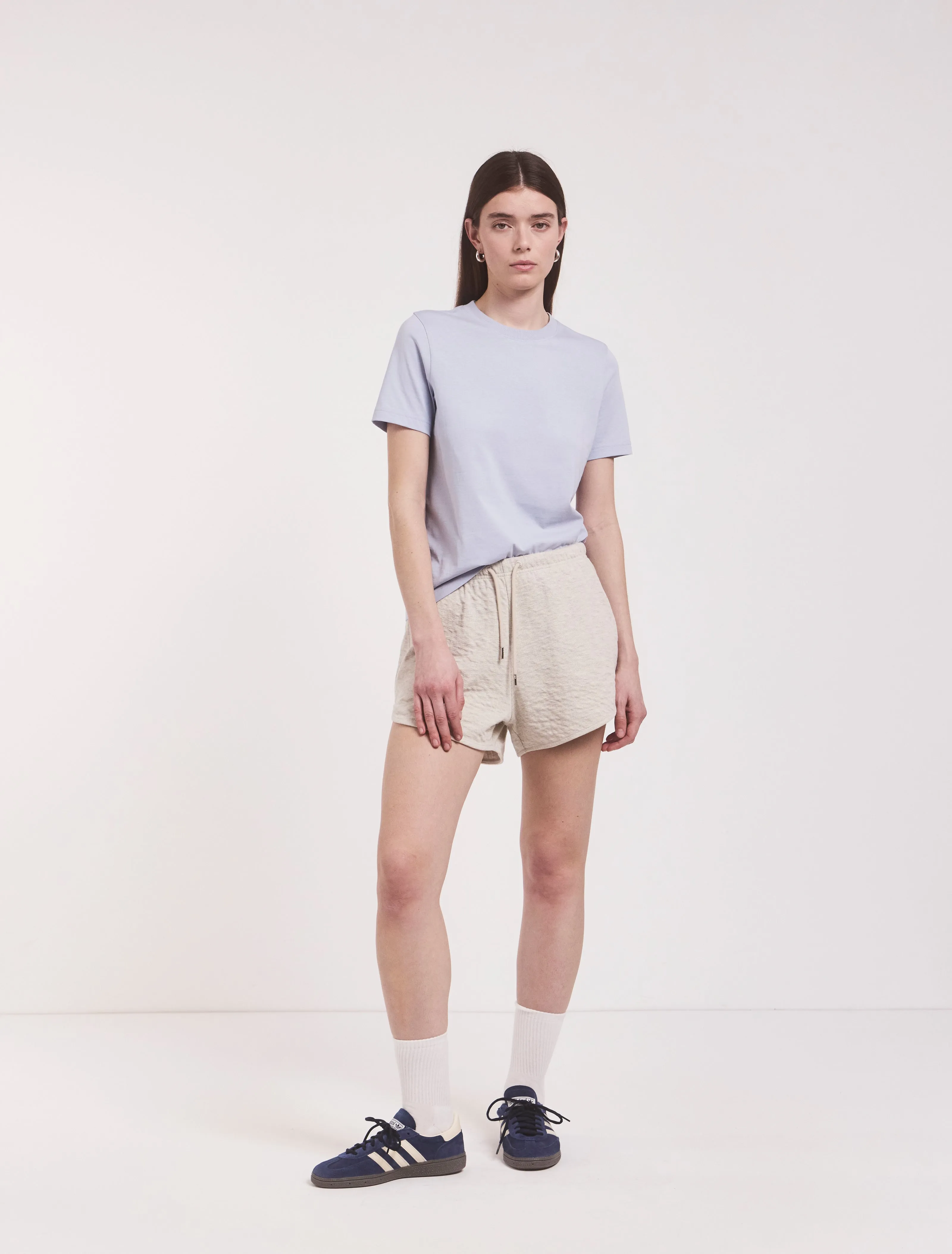 Classic Sweatshort in Oatmeal Melange sold by Ninety Percent