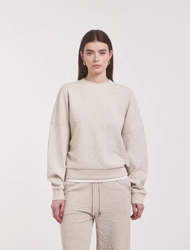 Signature Oversized Sweatshirt in Oatmeal Melange sold by Ninety Percent