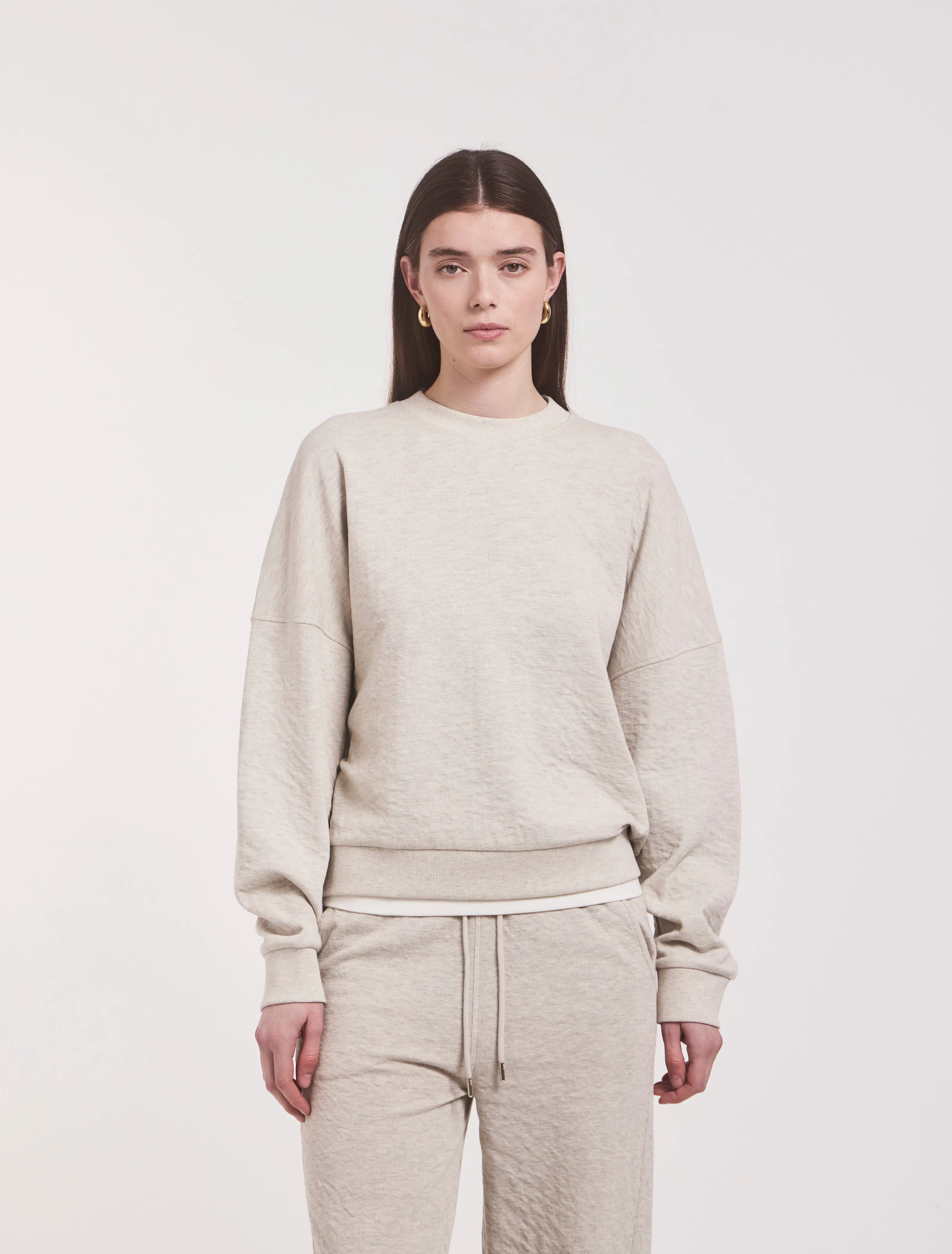 Signature Oversized Sweatshirt in Oatmeal Melange sold by Ninety Percent