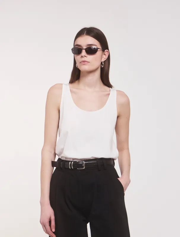 Lightweight Cotton loose Tank in White sold by Ninety Percent