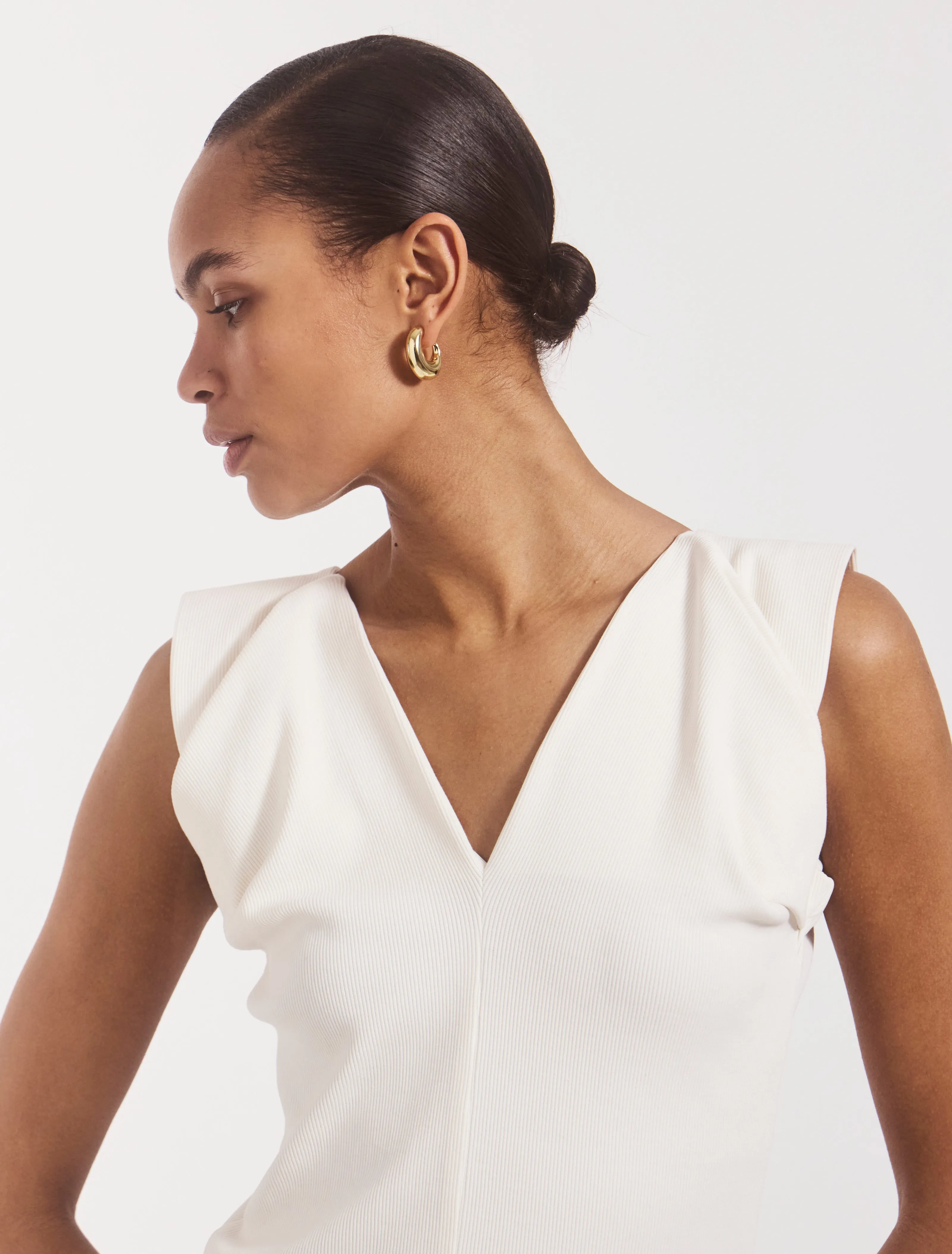 Elena Pleated Rib Top in Off White sold by Ninety Percent product image thumbnail 4