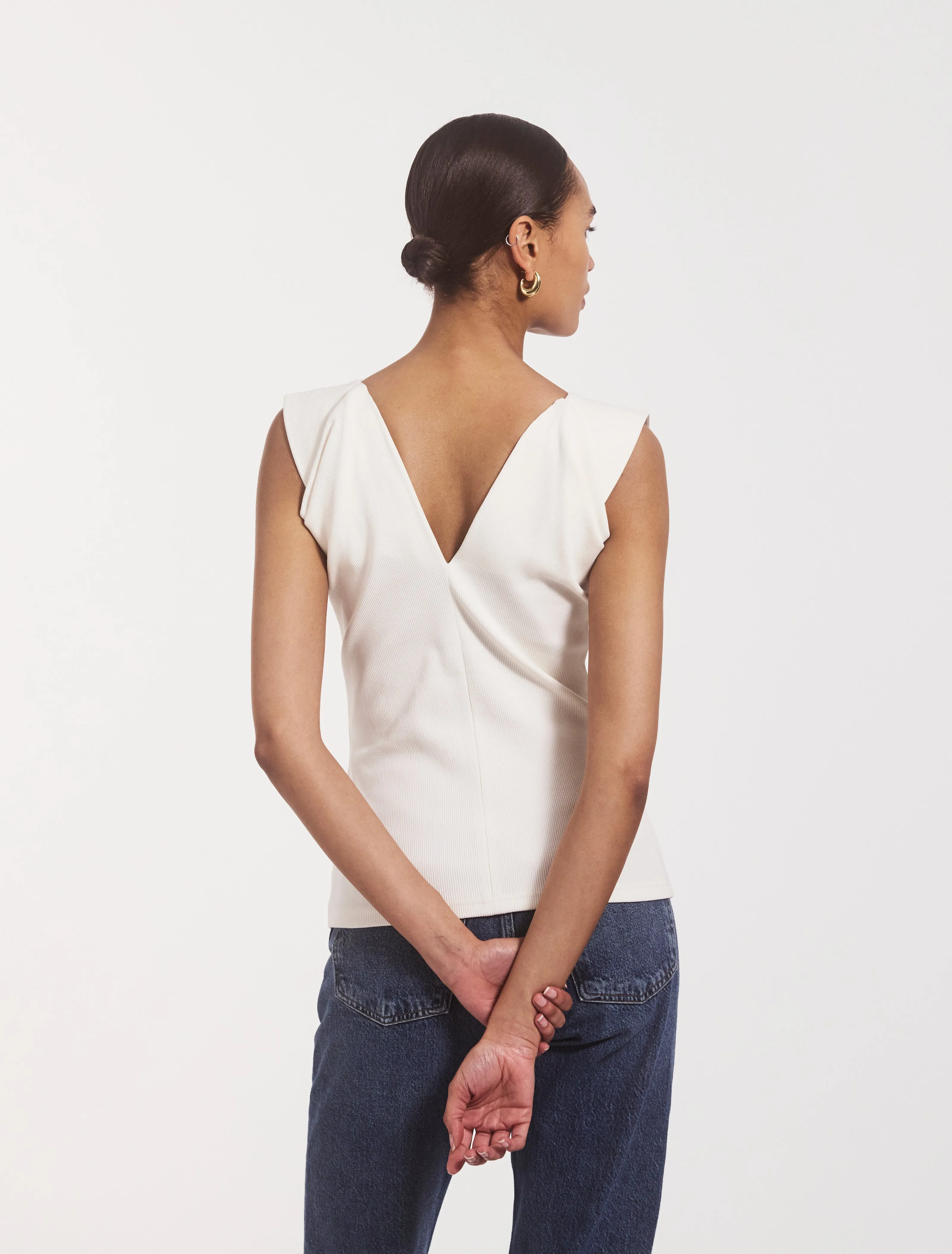 Elena Pleated Rib Top in Off White sold by Ninety Percent product image thumbnail 3