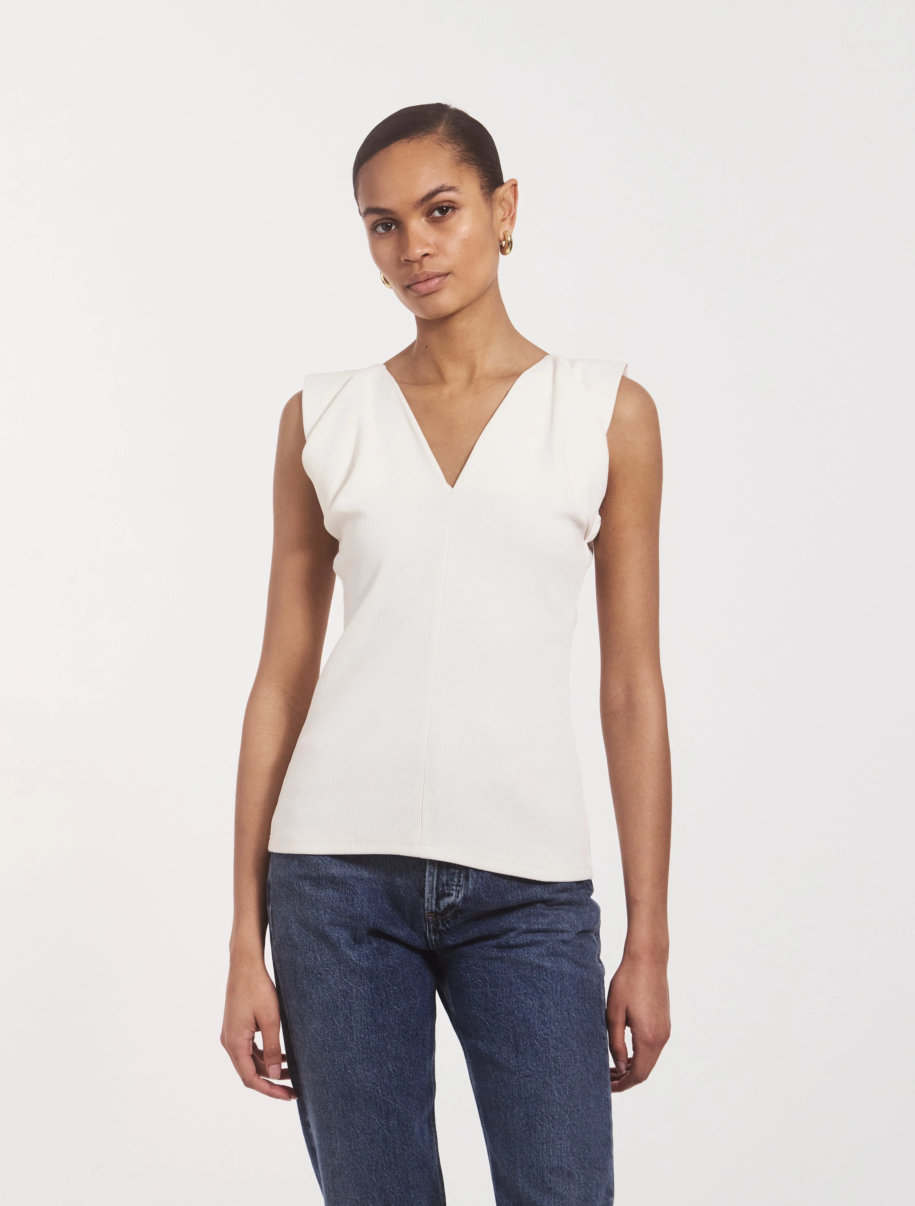 Elena Pleated Rib Top in Off White sold by Ninety Percent product image thumbnail 2