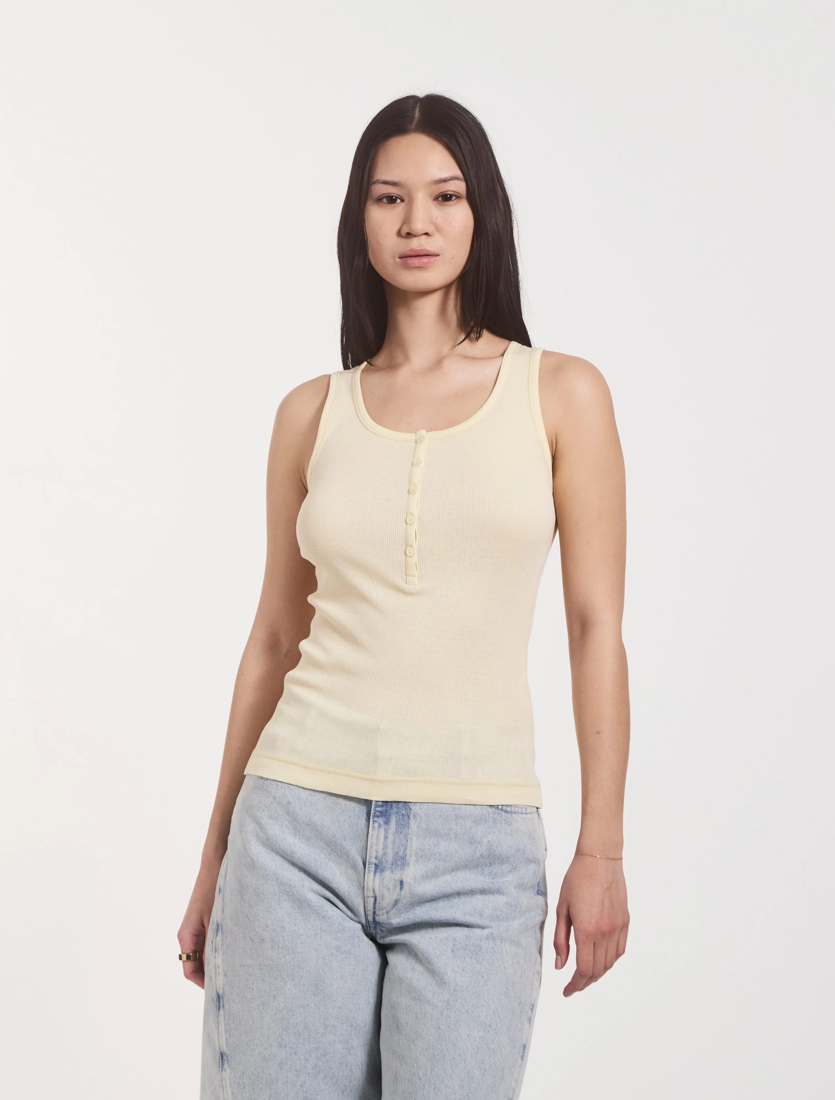 Summer Rib Tank in Butter Milk sold by Ninety Percent