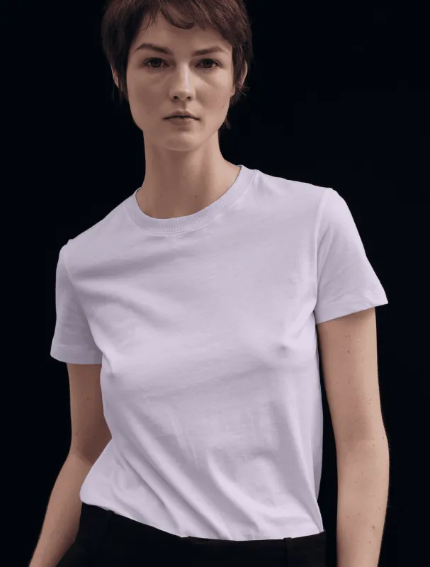 Drew Classic Cotton T-Shirt in Lavendula sold by Ninety Percent