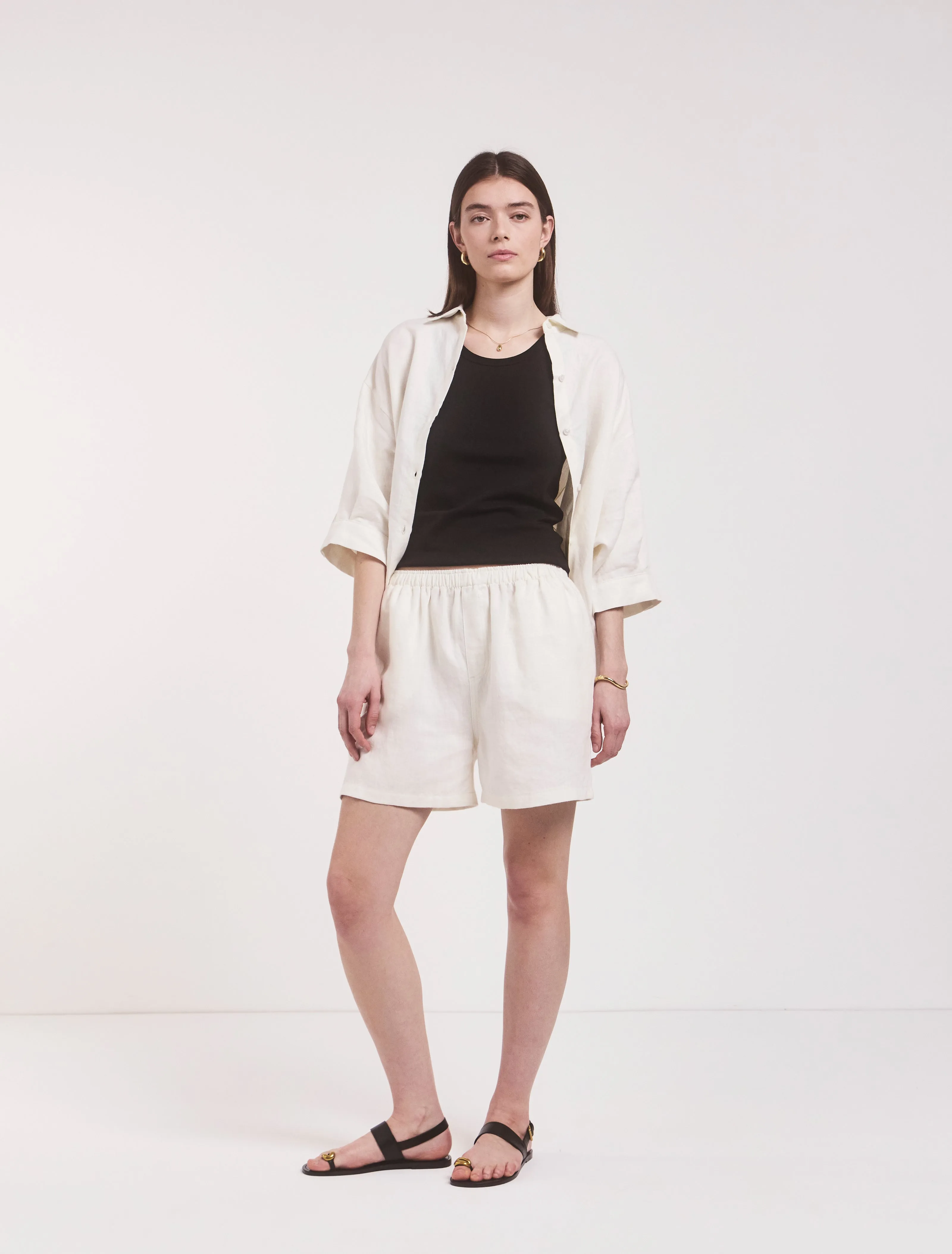 Louella Linen Shorts In Off White sold by Ninety Percent product image thumbnail 4