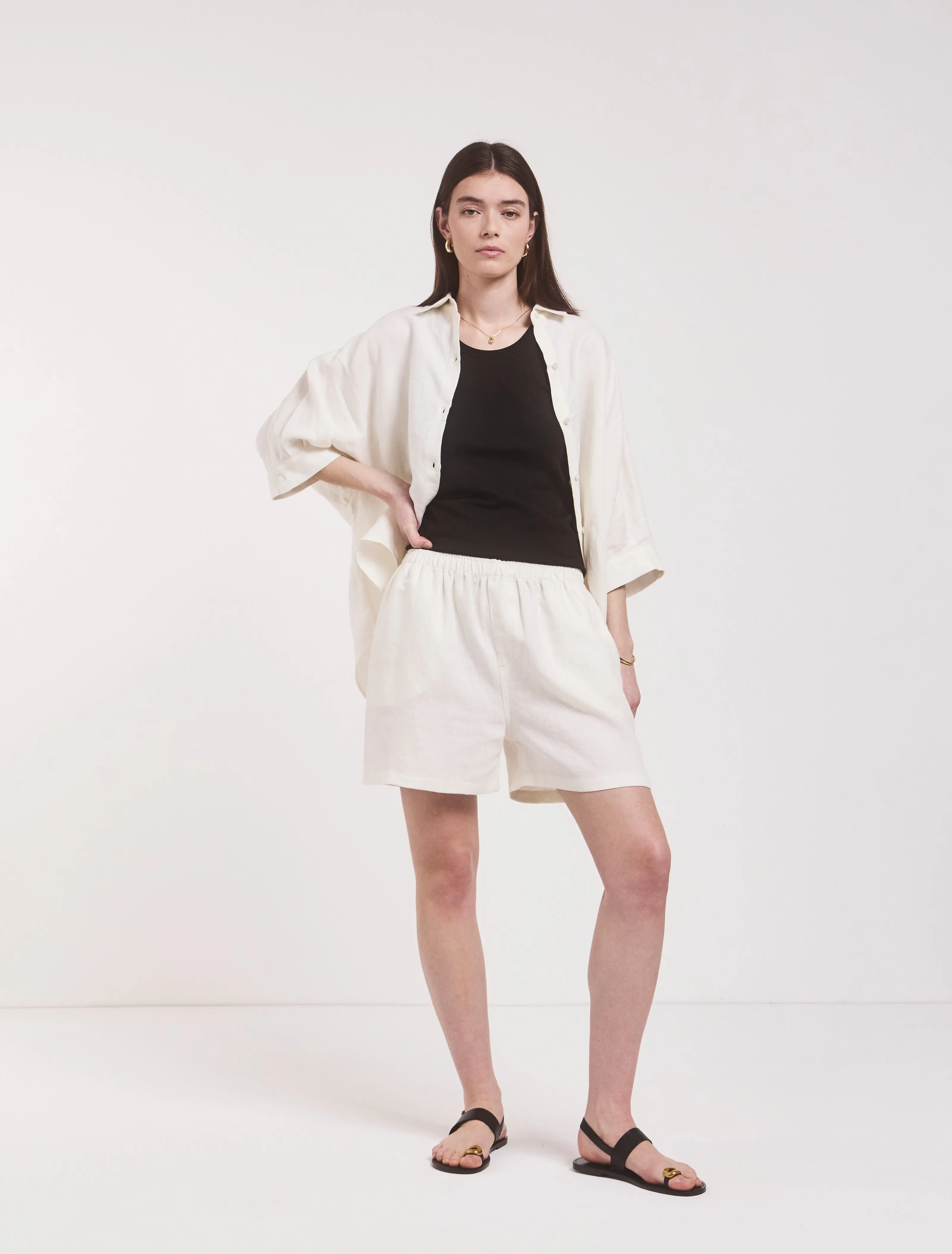 Louella Linen Shorts In Off White sold by Ninety Percent product image thumbnail 2