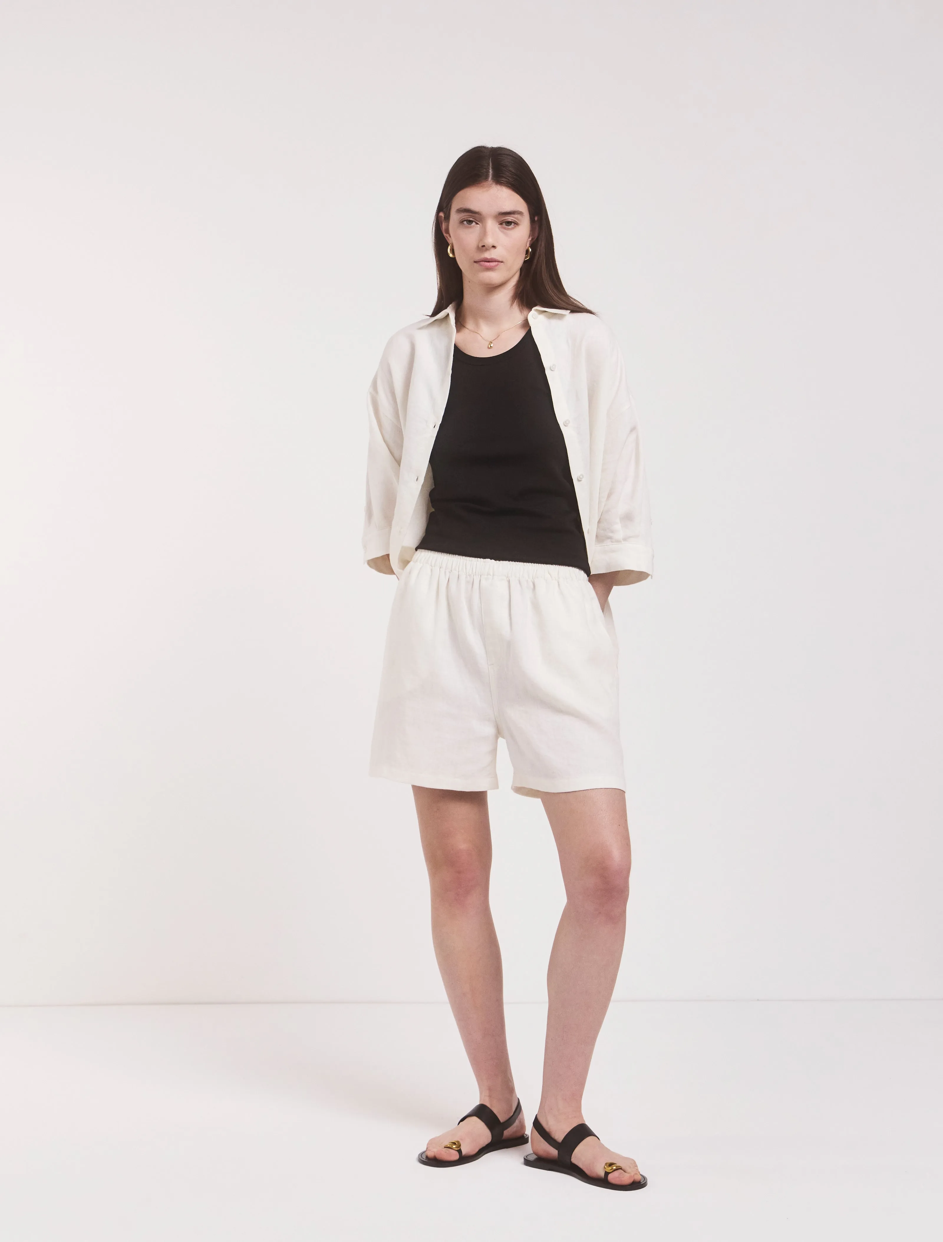 Louella Linen Shorts In Off White sold by Ninety Percent product image thumbnail 3