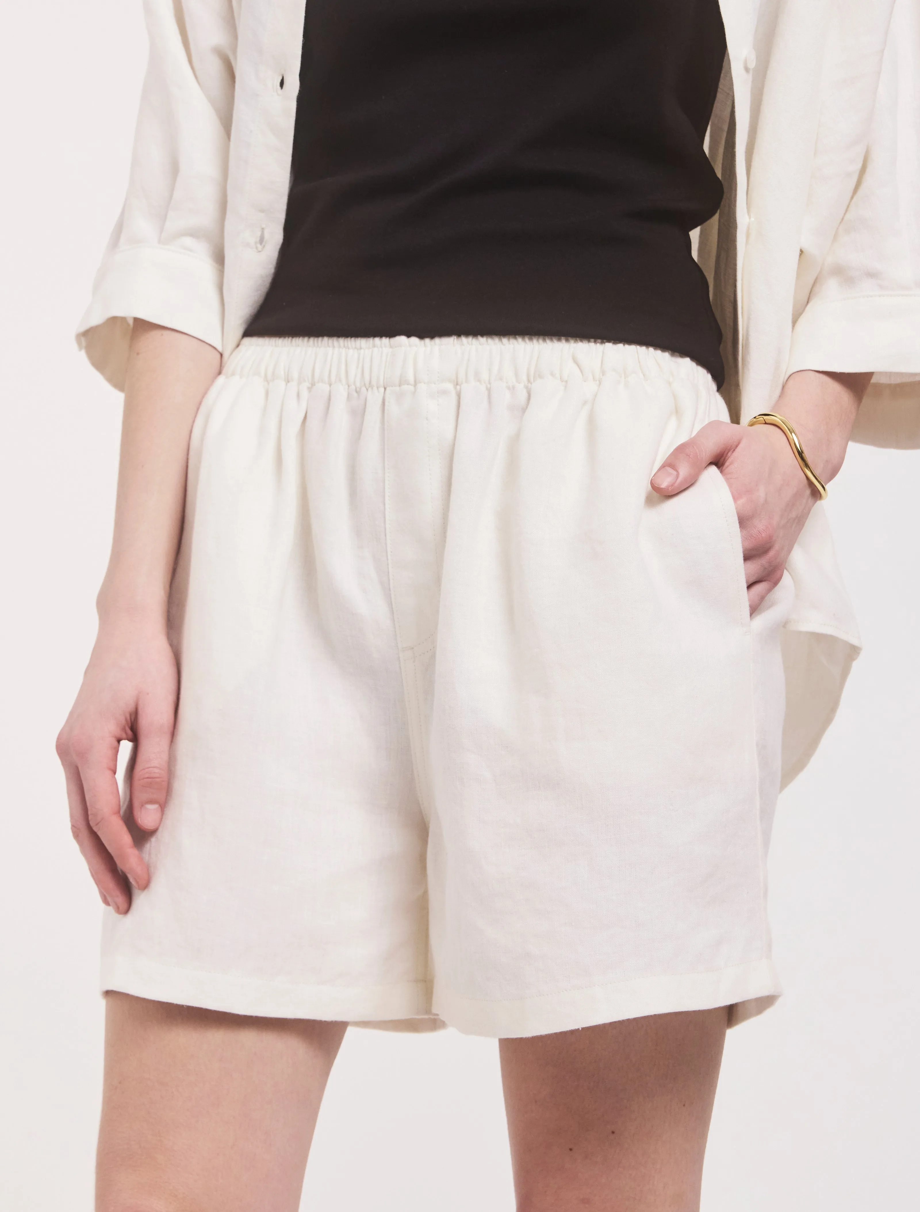 Louella Linen Shorts In Off White sold by Ninety Percent product image thumbnail 5