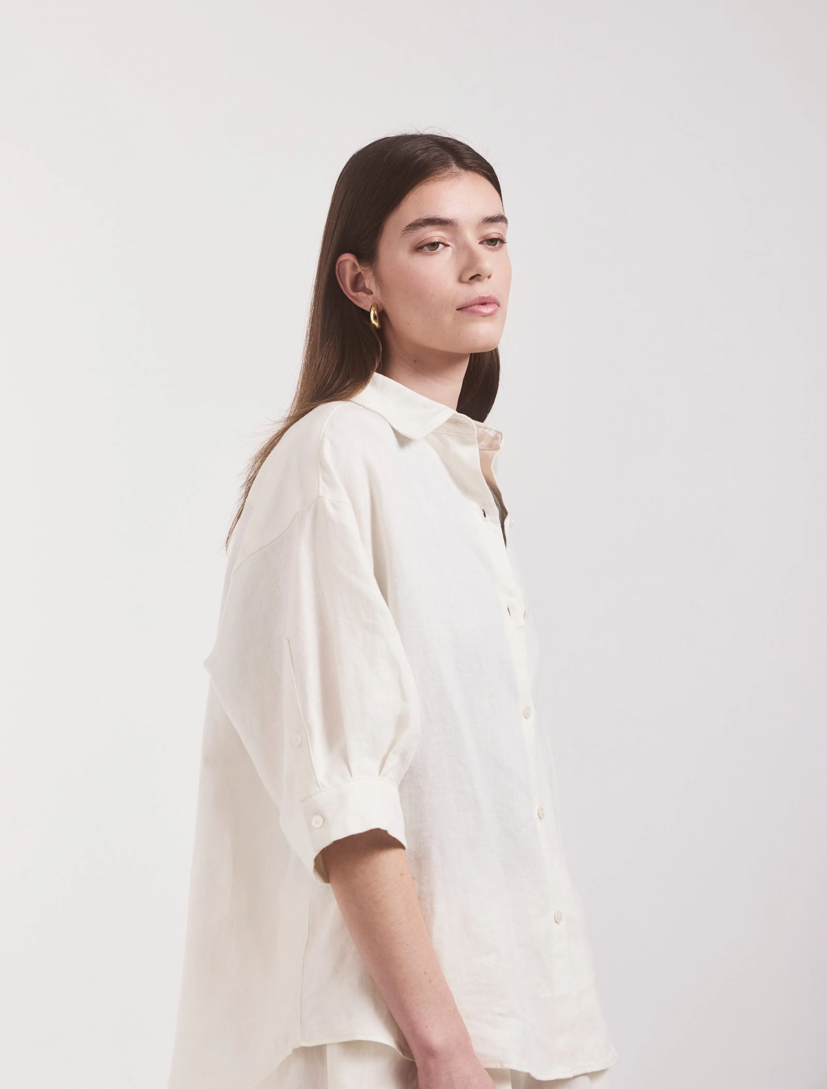 Lindsay Linen Shirt In Off White sold by Ninety Percent product image thumbnail 5