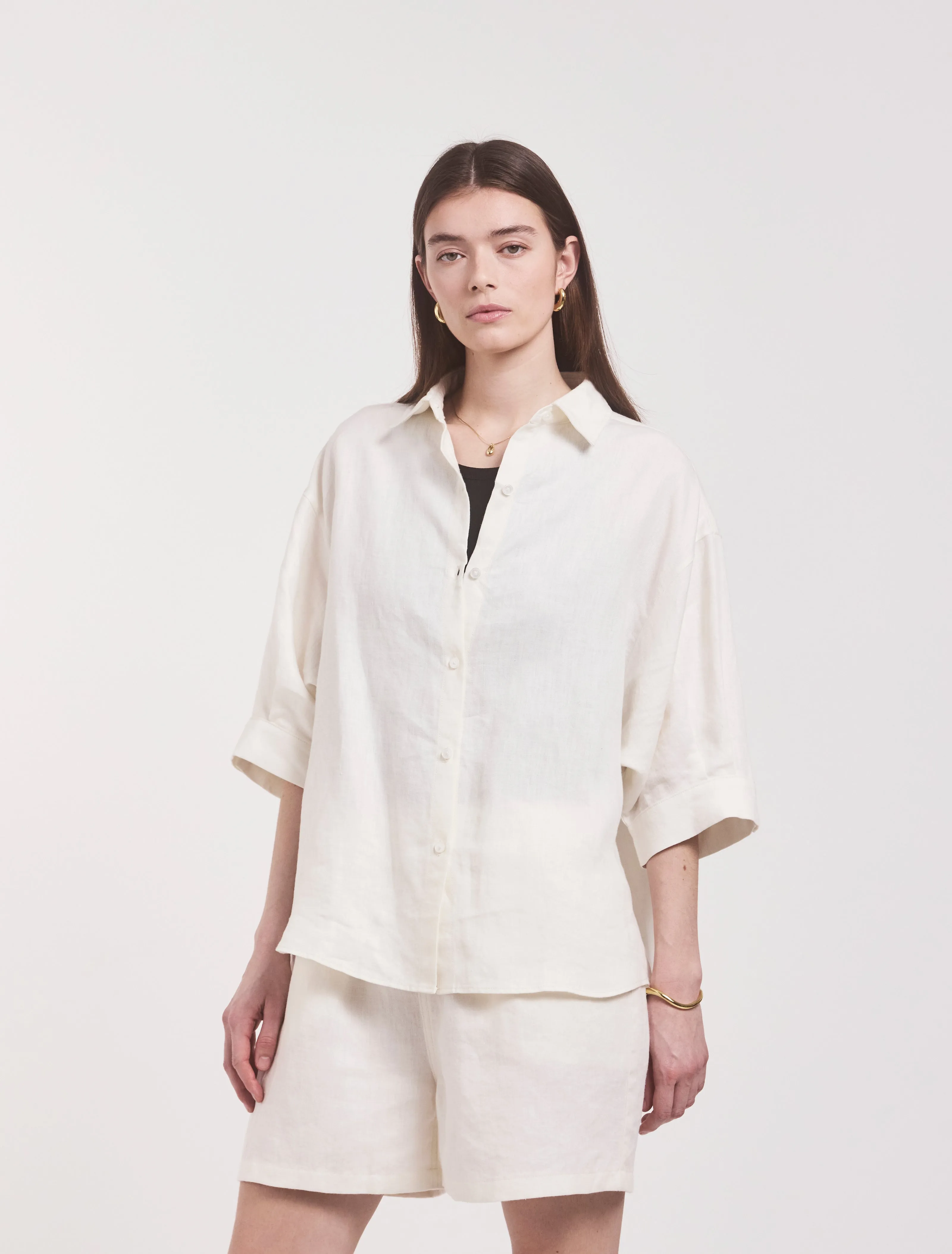 Lindsay Linen Shirt In Off White sold by Ninety Percent product image thumbnail 3