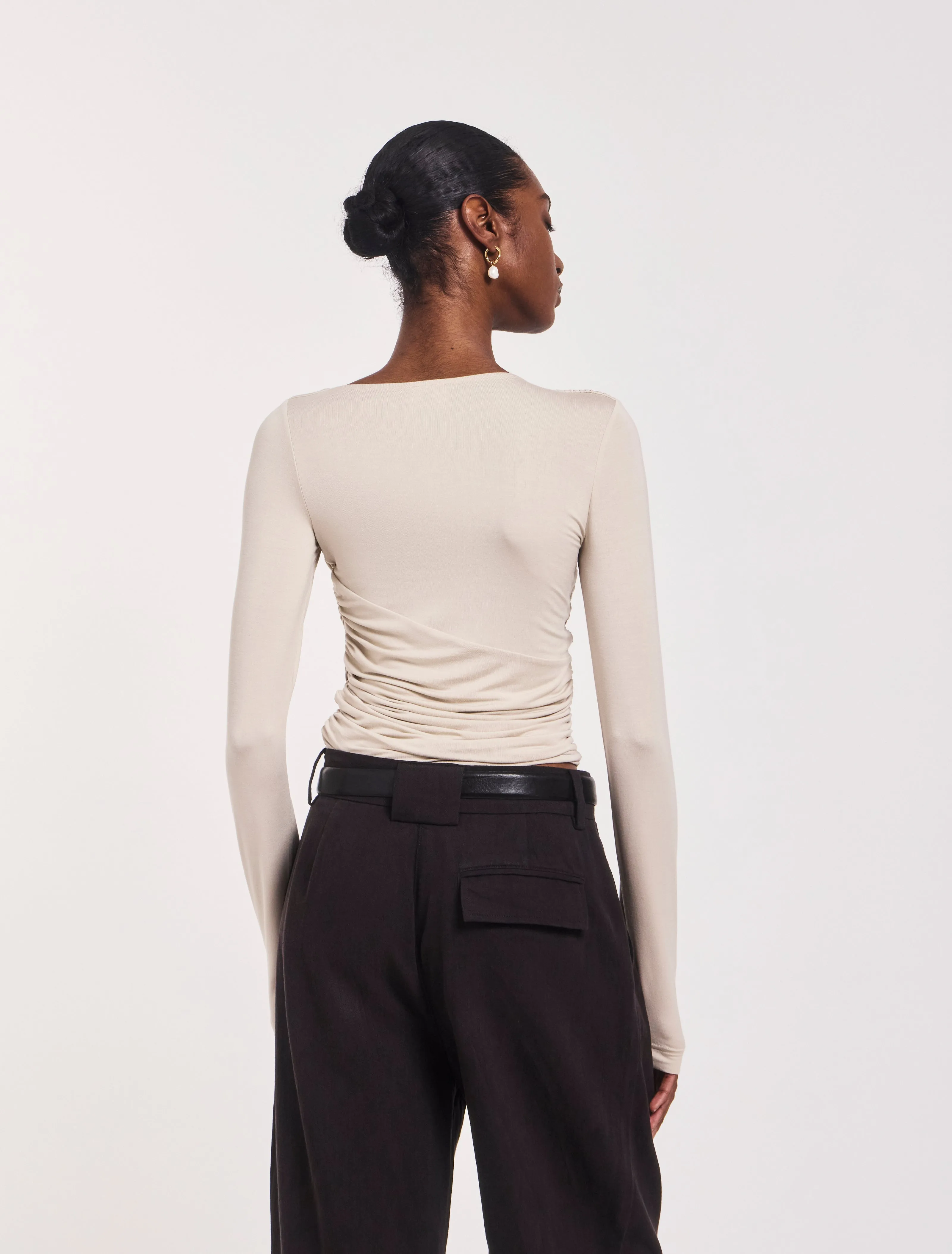 Mona Long Sleeve Top in Enoki Mushroom sold by Ninety Percent product image thumbnail 3