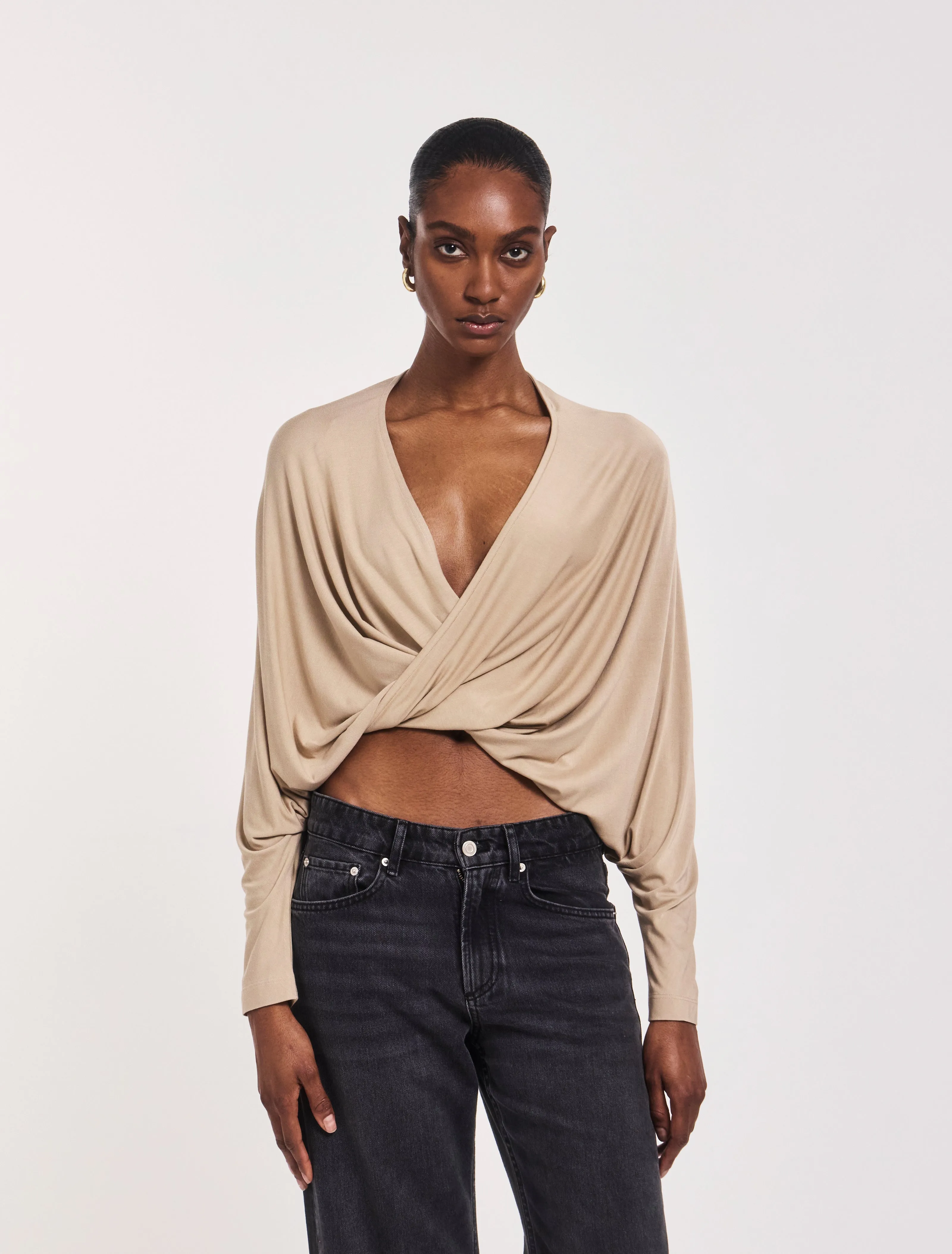 Harper Twist Front Top in Taupe sold by Ninety Percent product image thumbnail 3