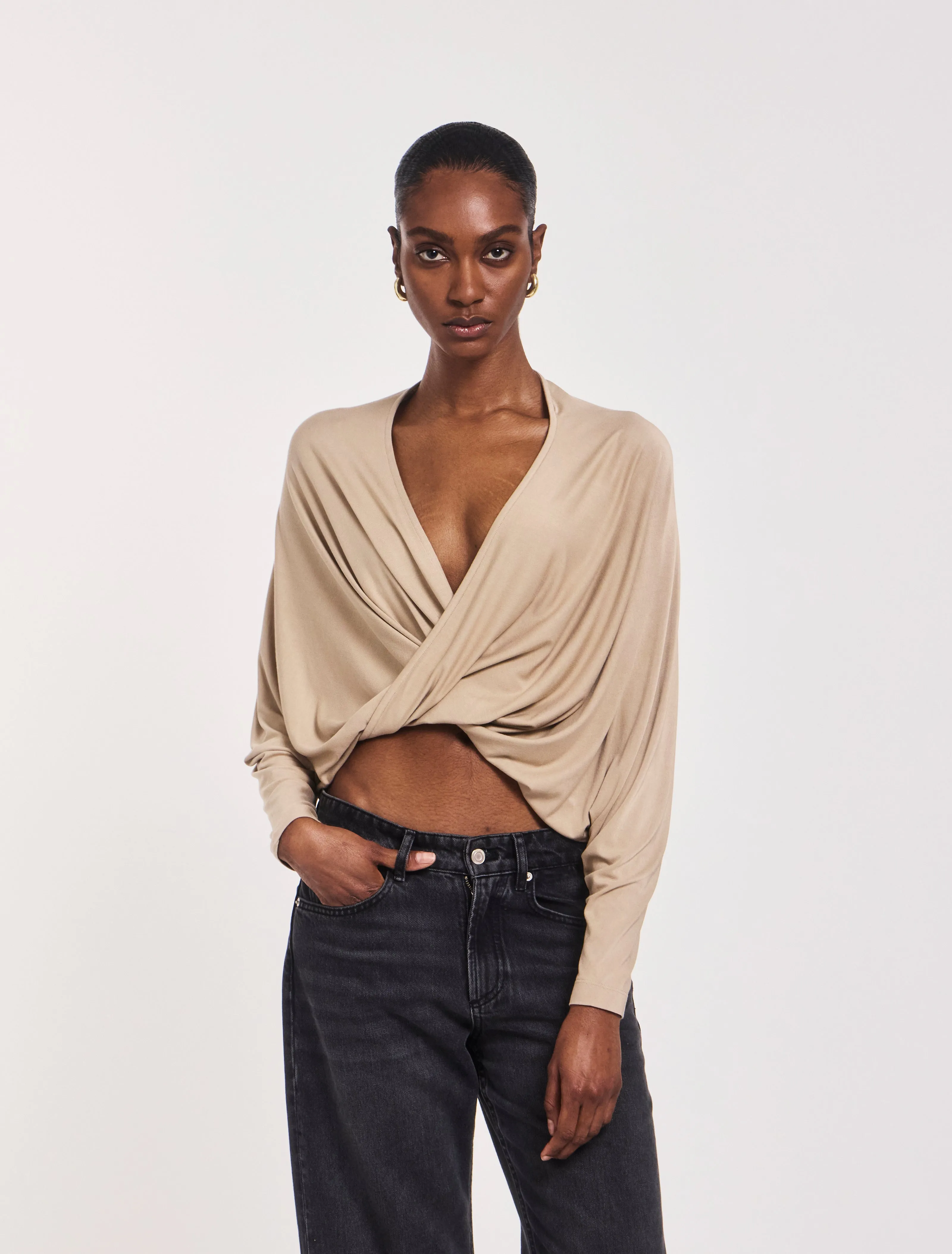 Harper Twist Front Top in Taupe sold by Ninety Percent product image thumbnail 2