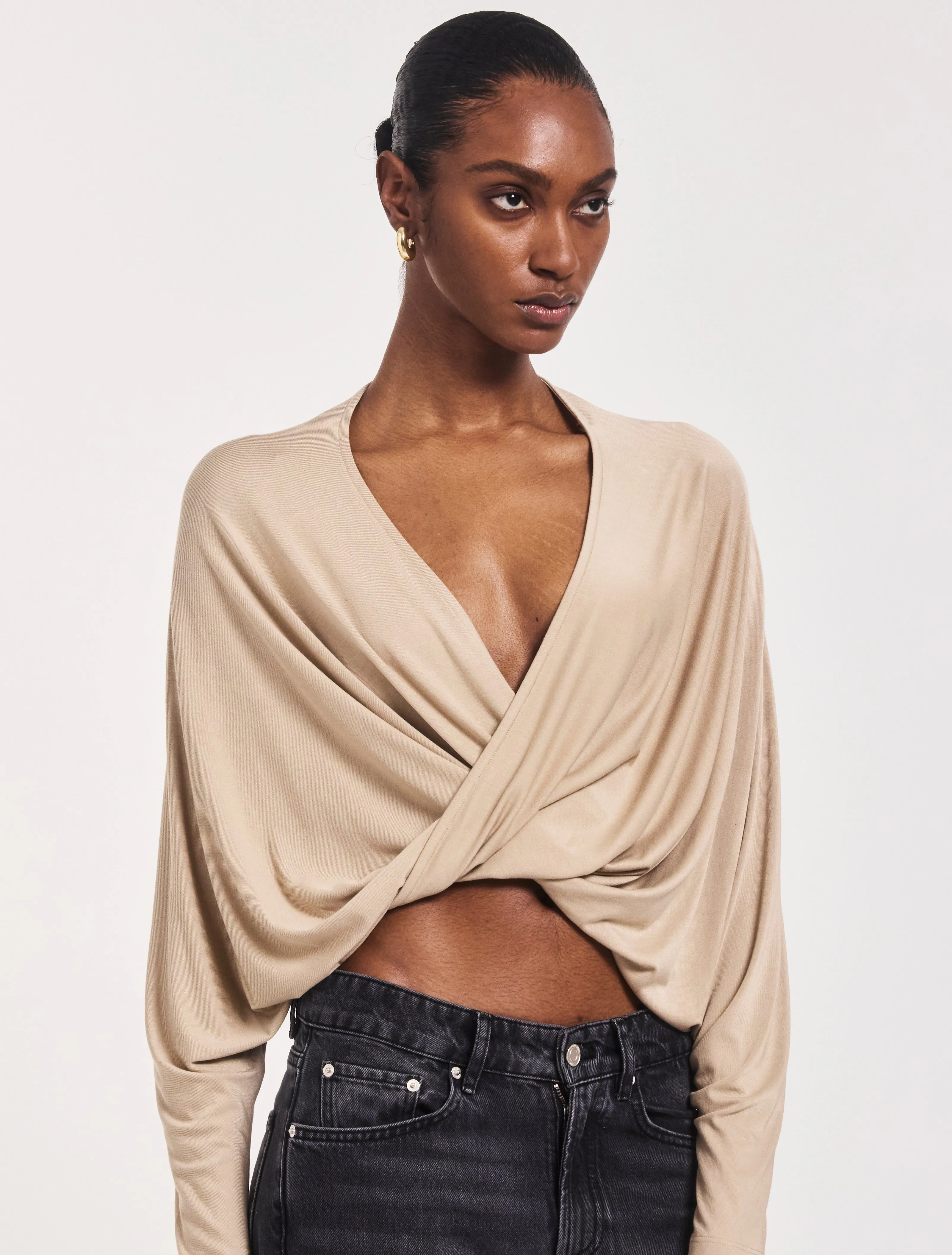 Harper Twist Front Top in Taupe sold by Ninety Percent product image thumbnail 4