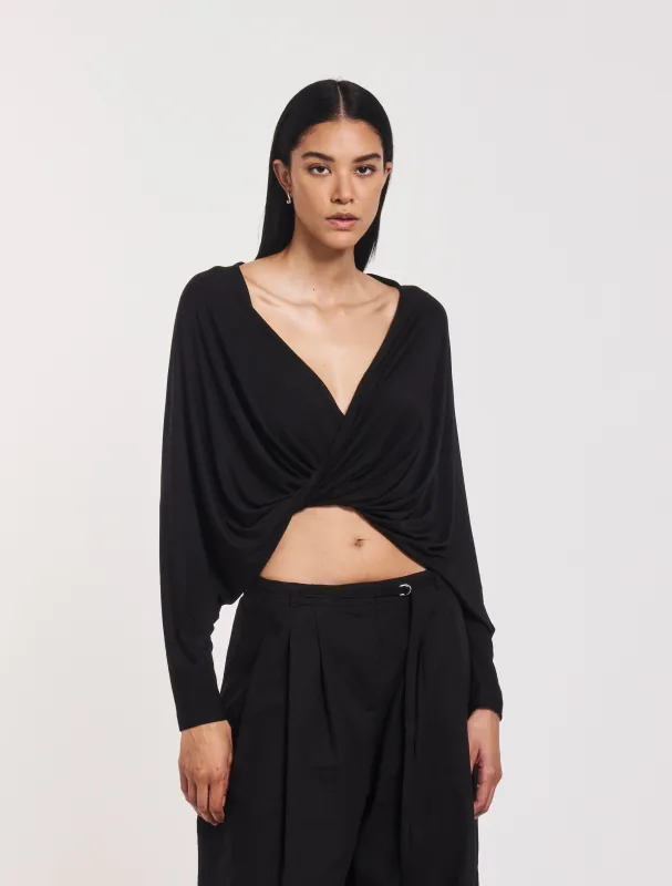 Harper Twist Front Top in Black sold by Ninety Percent