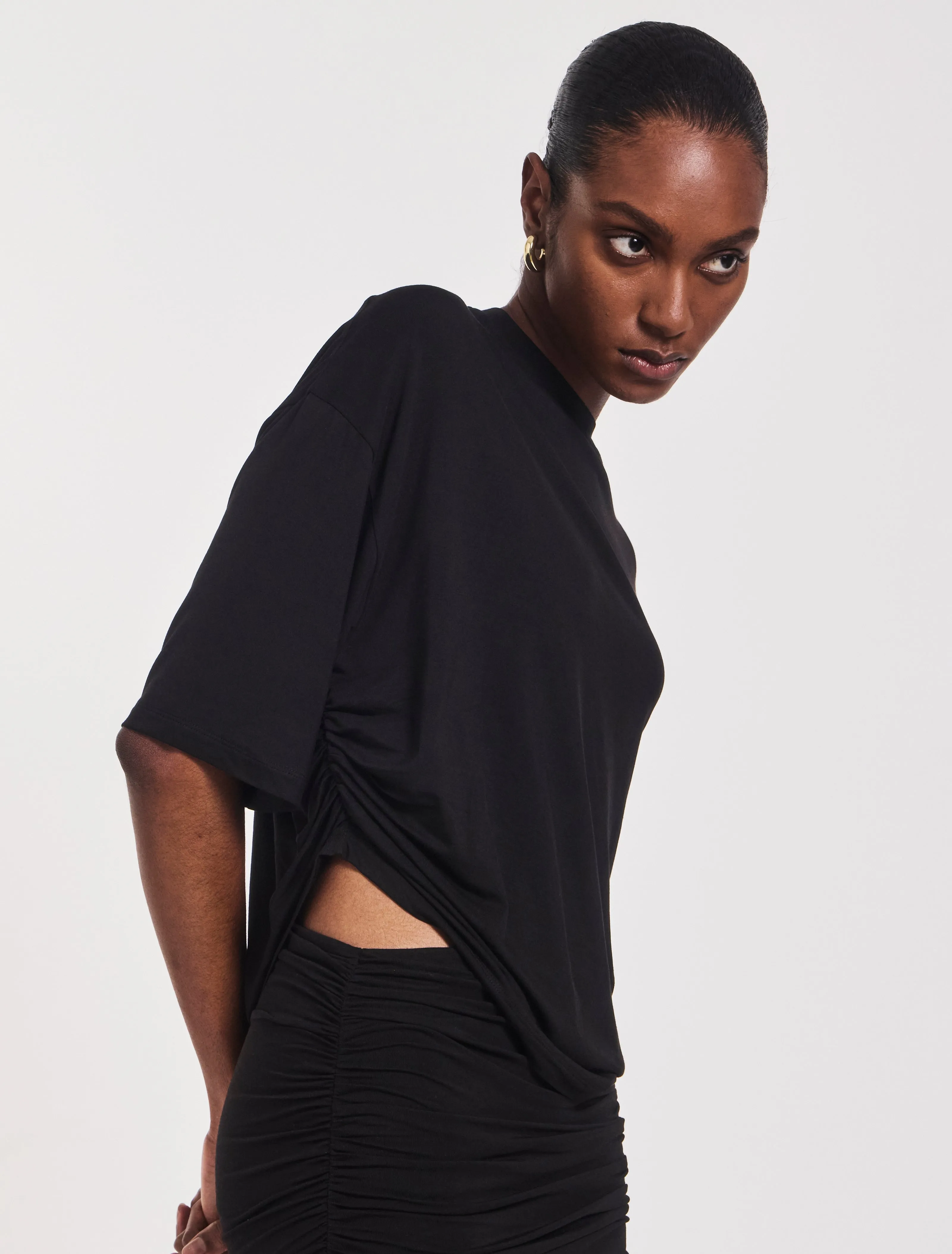 Aria Ruched Tee in Black sold by Ninety Percent product image thumbnail 4