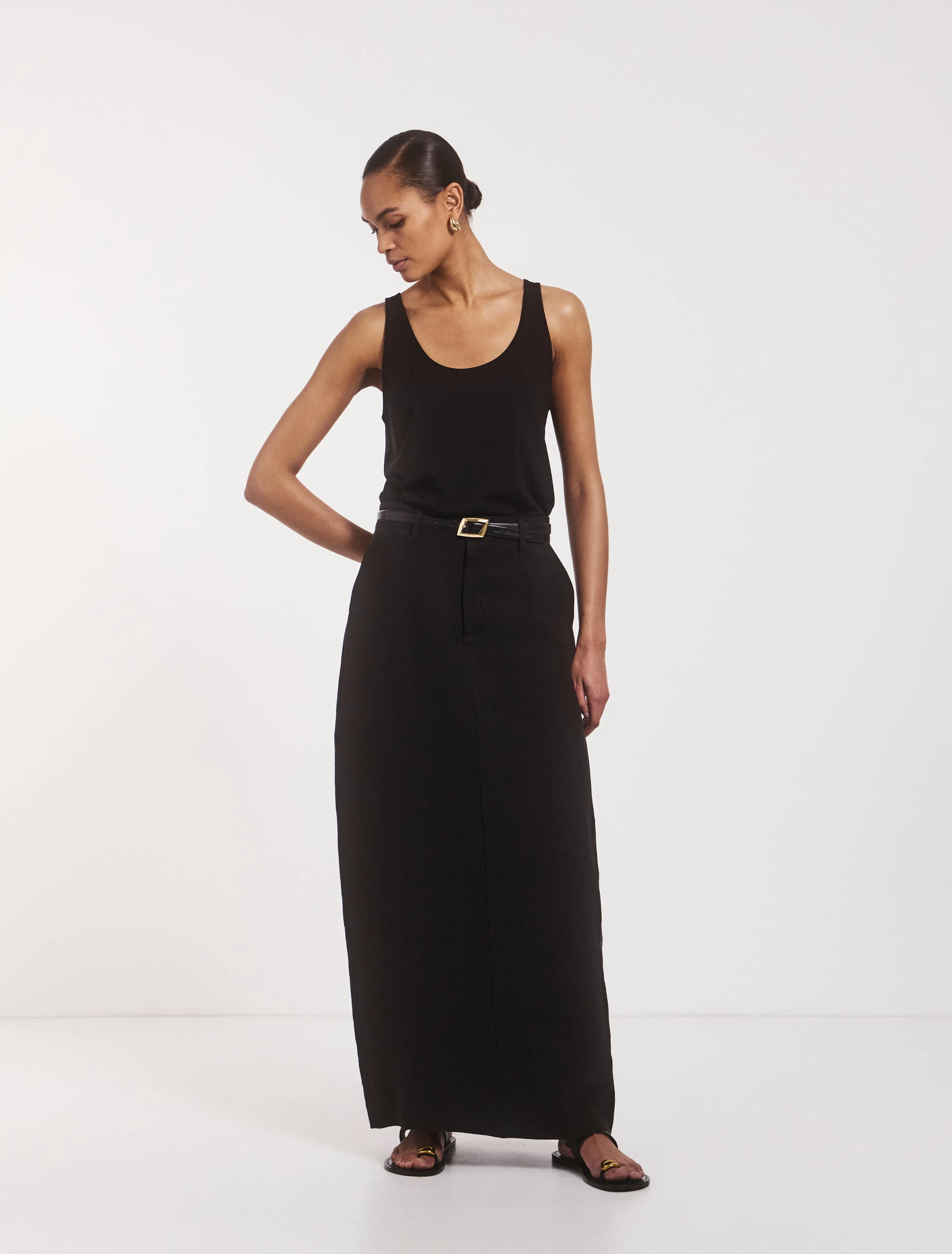 Tabby Linen Skirt in Black sold by Ninety Percent product image thumbnail 4
