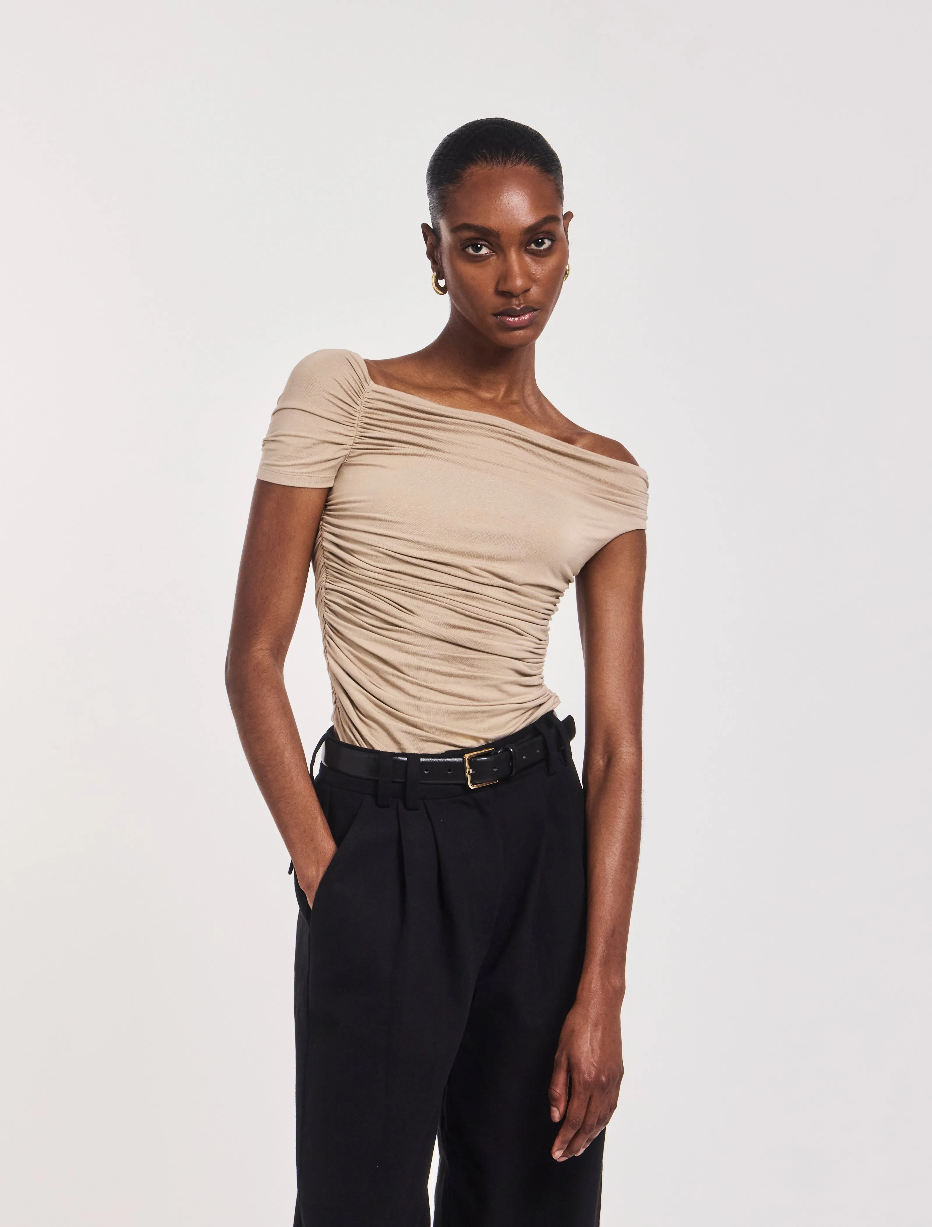 Katie Ruched Top In Taupe sold by Ninety Percent product image thumbnail 2