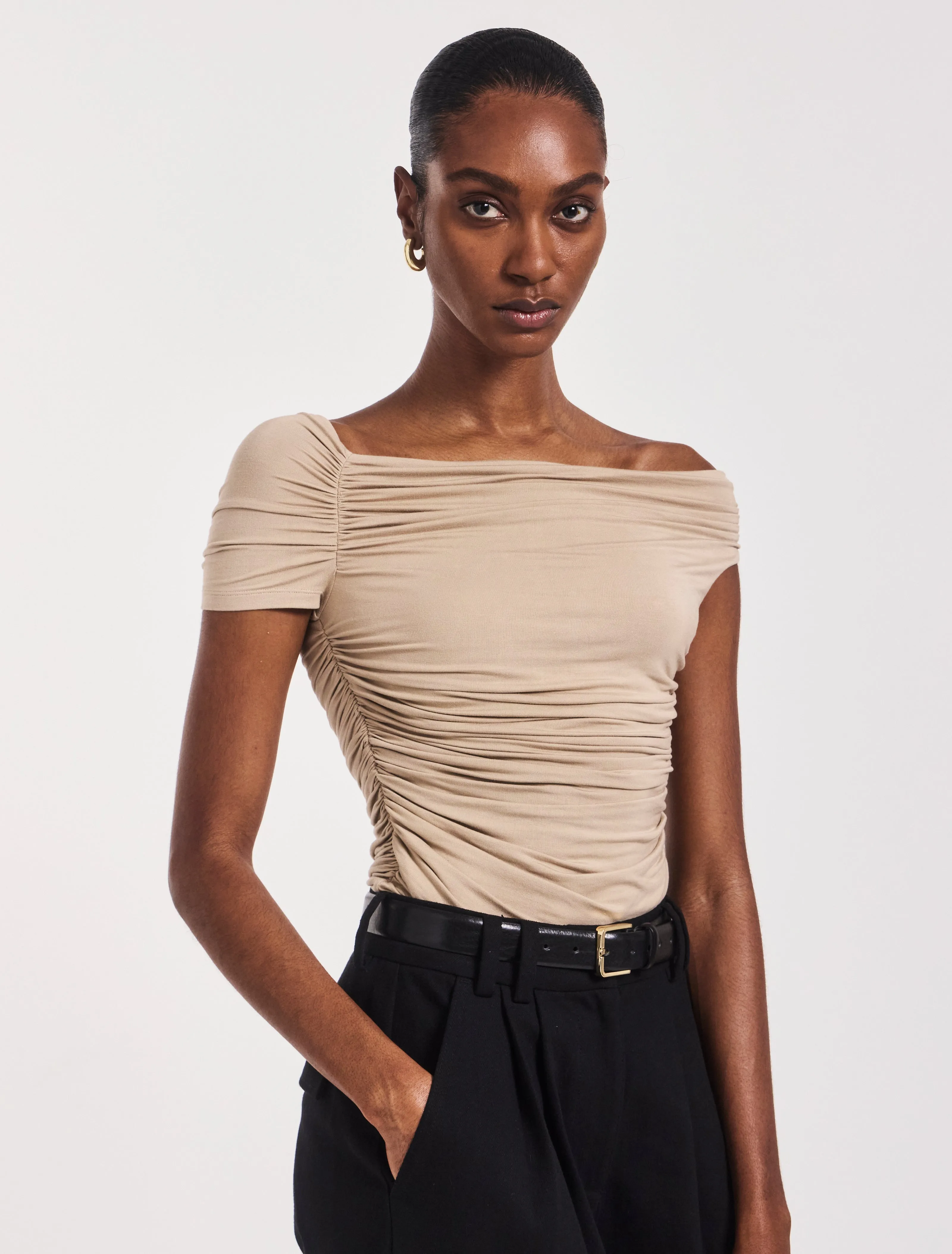 Katie Ruched Top In Taupe sold by Ninety Percent product image thumbnail 4