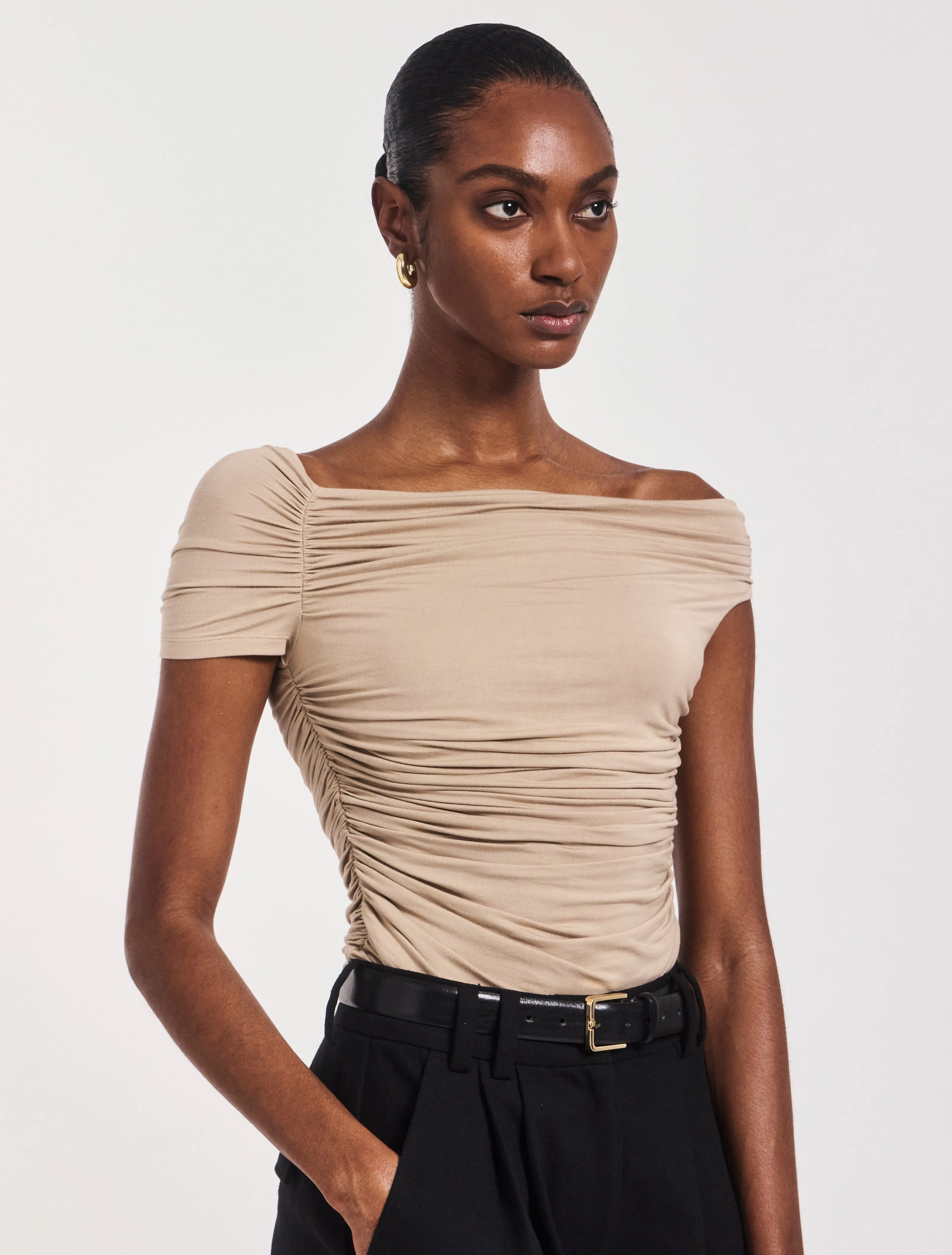 Katie Ruched Top In Taupe sold by Ninety Percent product image thumbnail 5