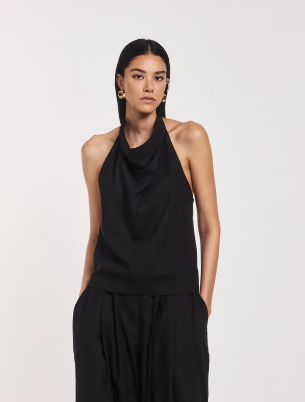 Avery Scarf Top in Black sold by Ninety Percent