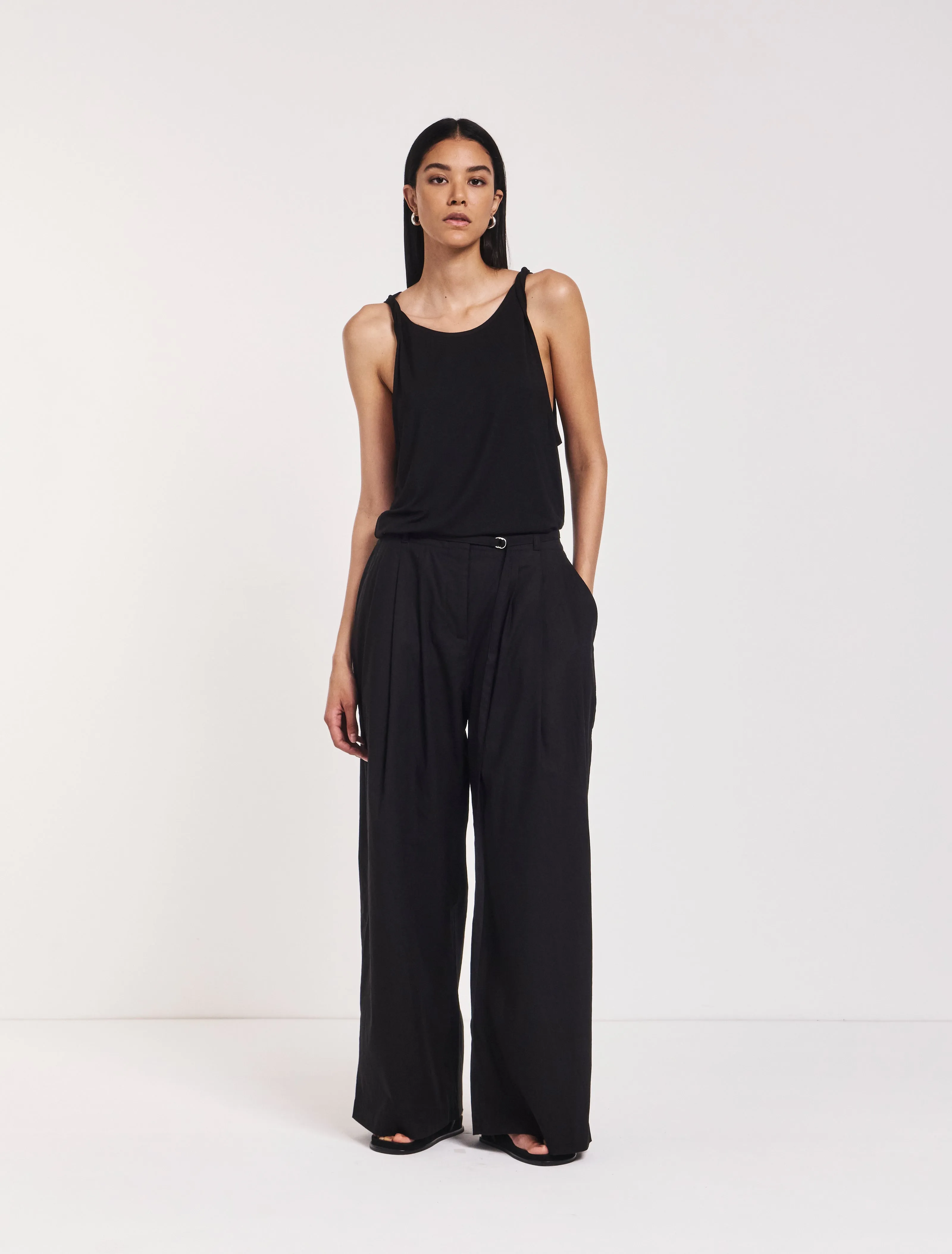 Evie Wide Leg Trouser in Black sold by Ninety Percent