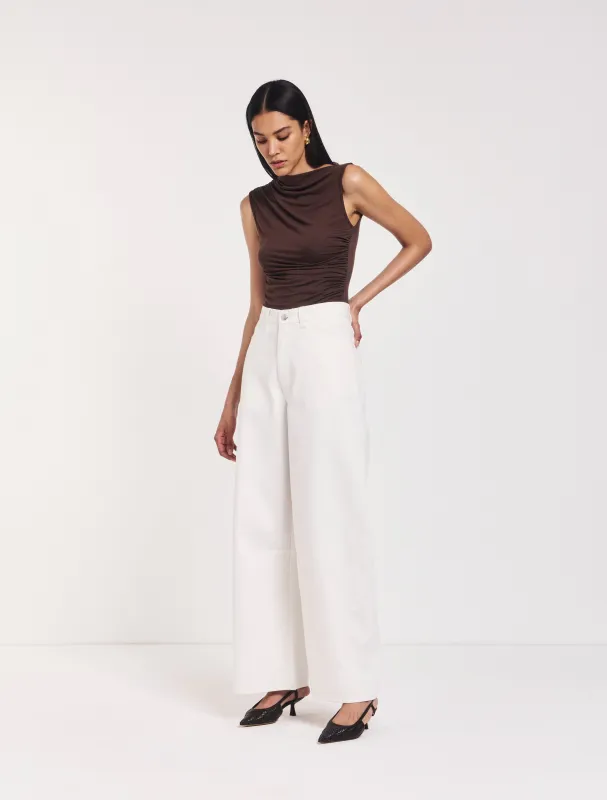 Sofia Barrel Leg Jean in Chalk sold by Ninety Percent