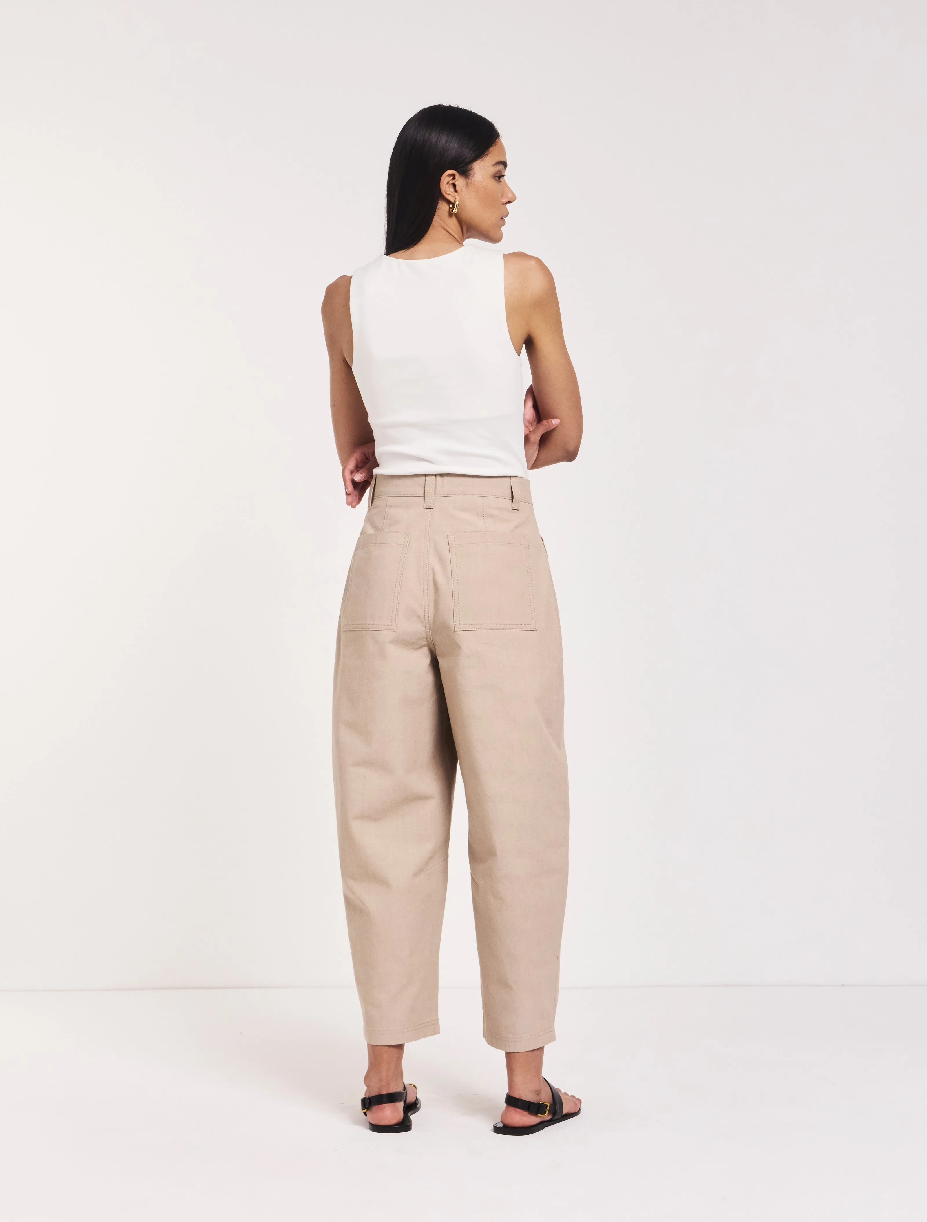 Mila Barrel Leg Cargo in Taupe sold by Ninety Percent product image thumbnail 5