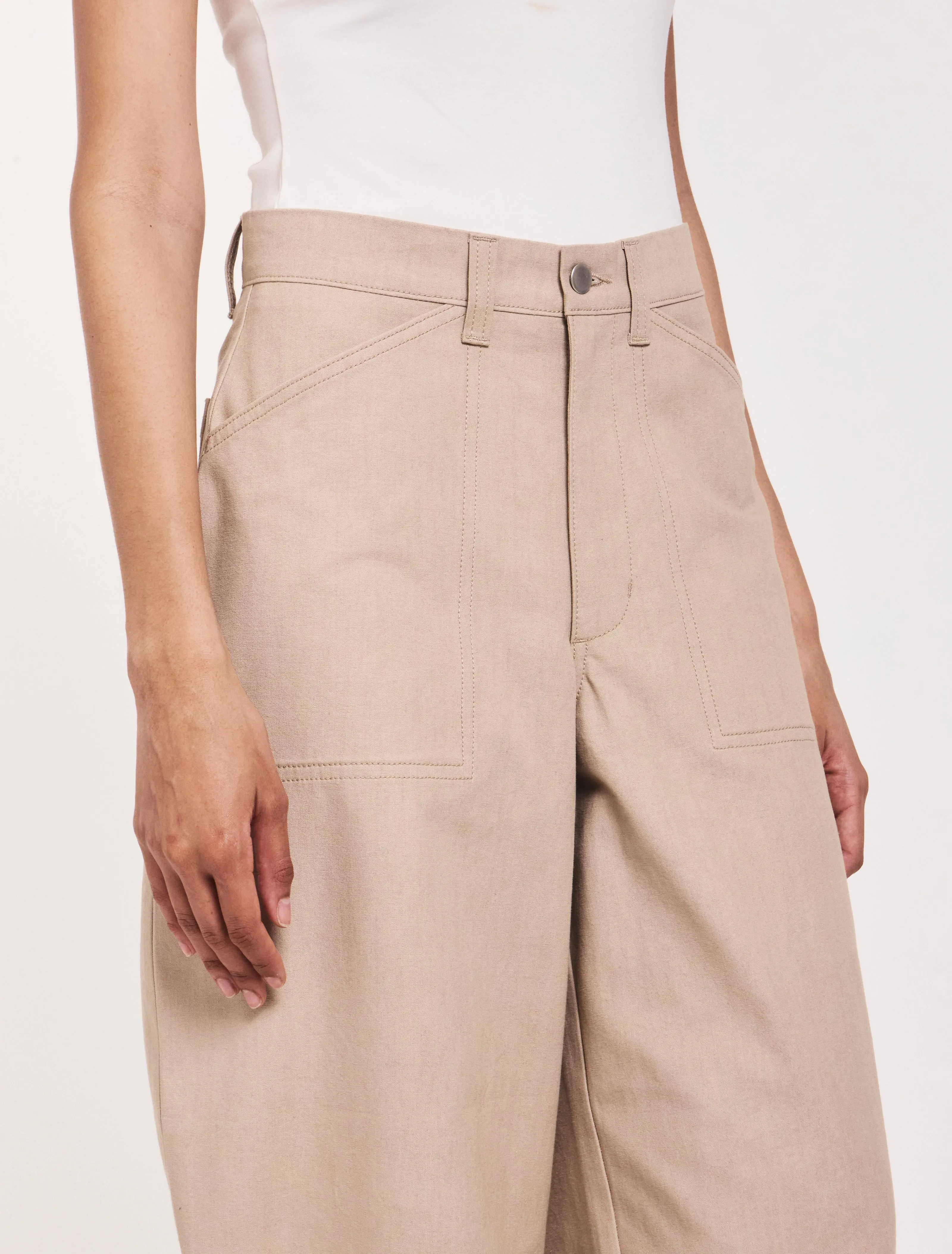 Mila Barrel Leg Cargo in Taupe sold by Ninety Percent product image thumbnail 3