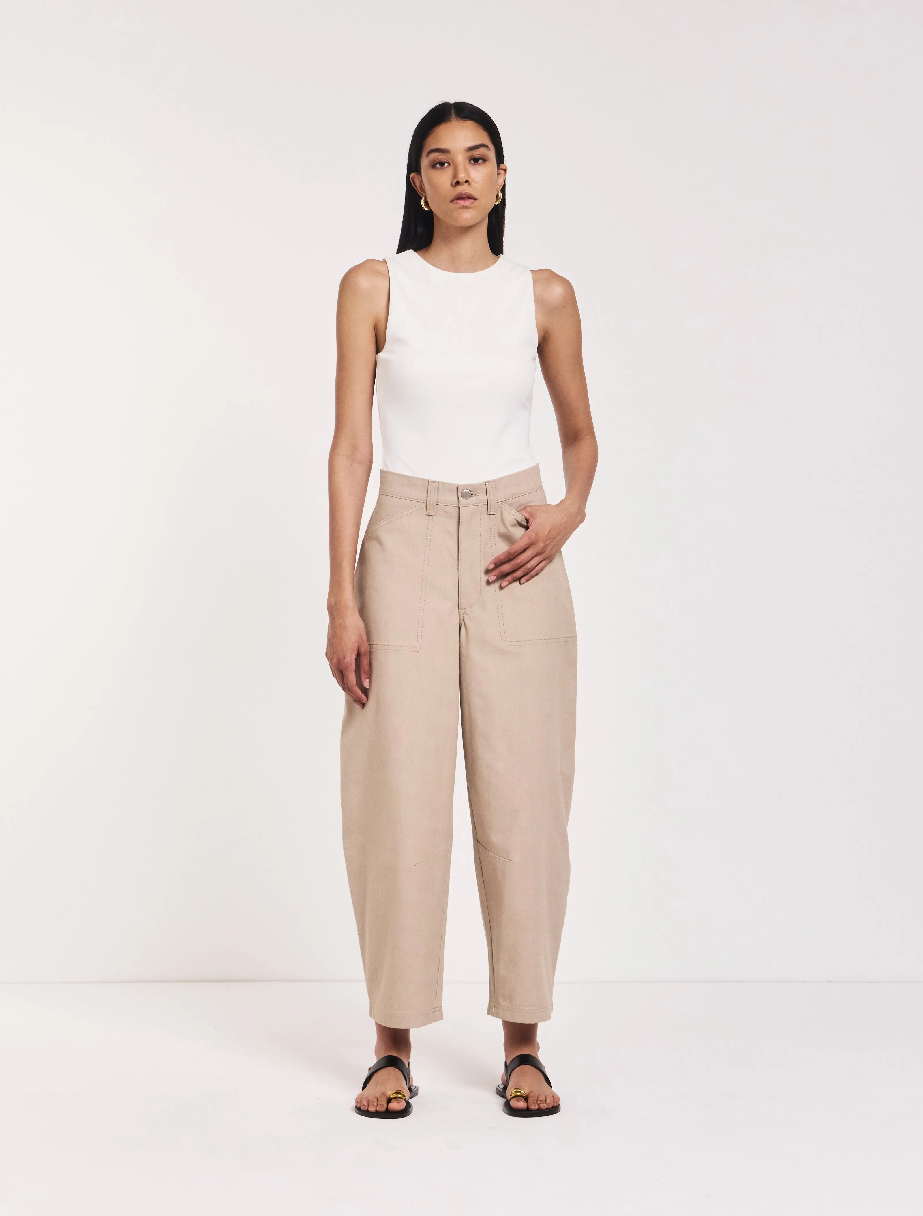 Mila Barrel Leg Cargo in Taupe sold by Ninety Percent product image thumbnail 2