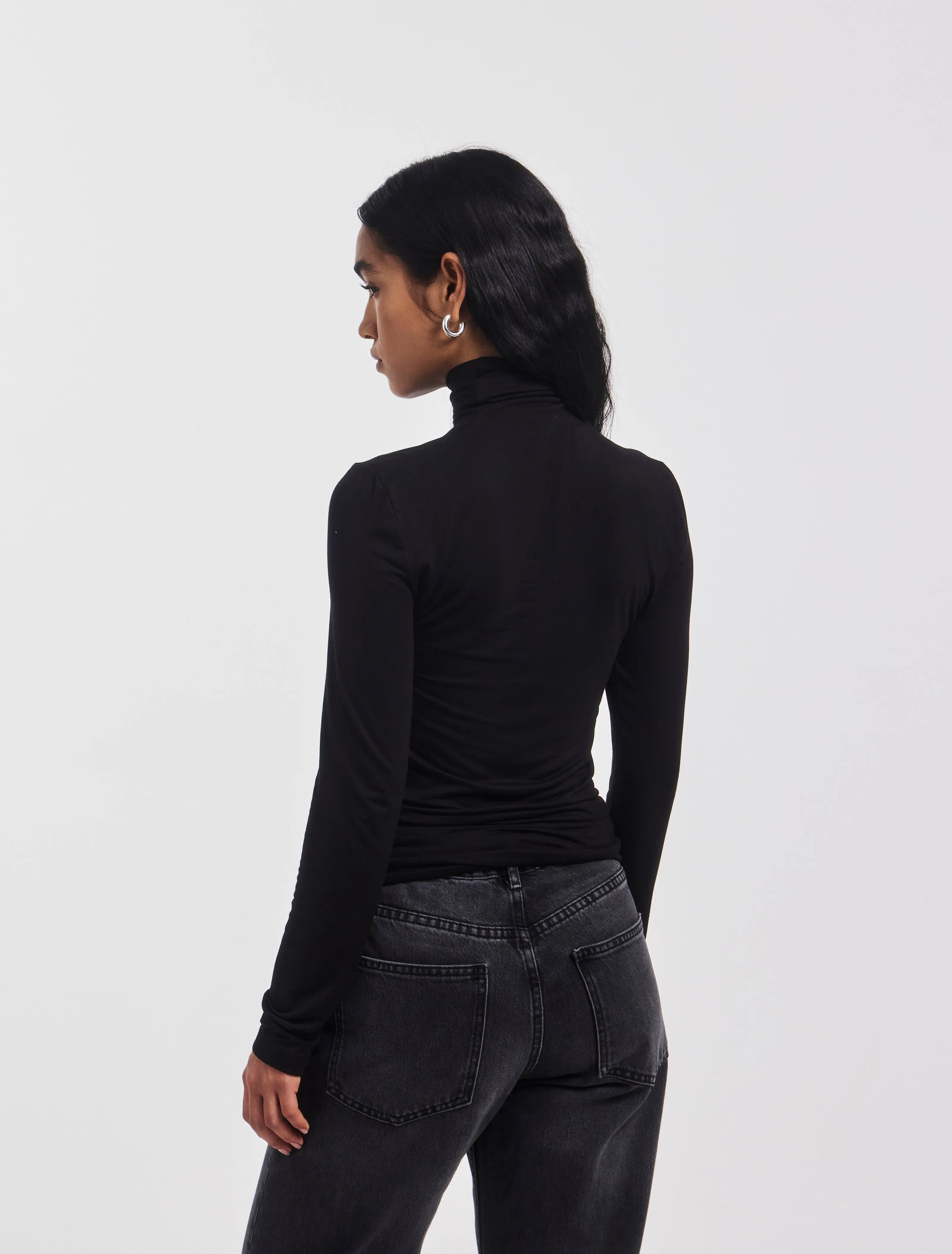 Soft Roll Neck Long Sleeve Top in Black sold by Ninety Percent product image thumbnail 5