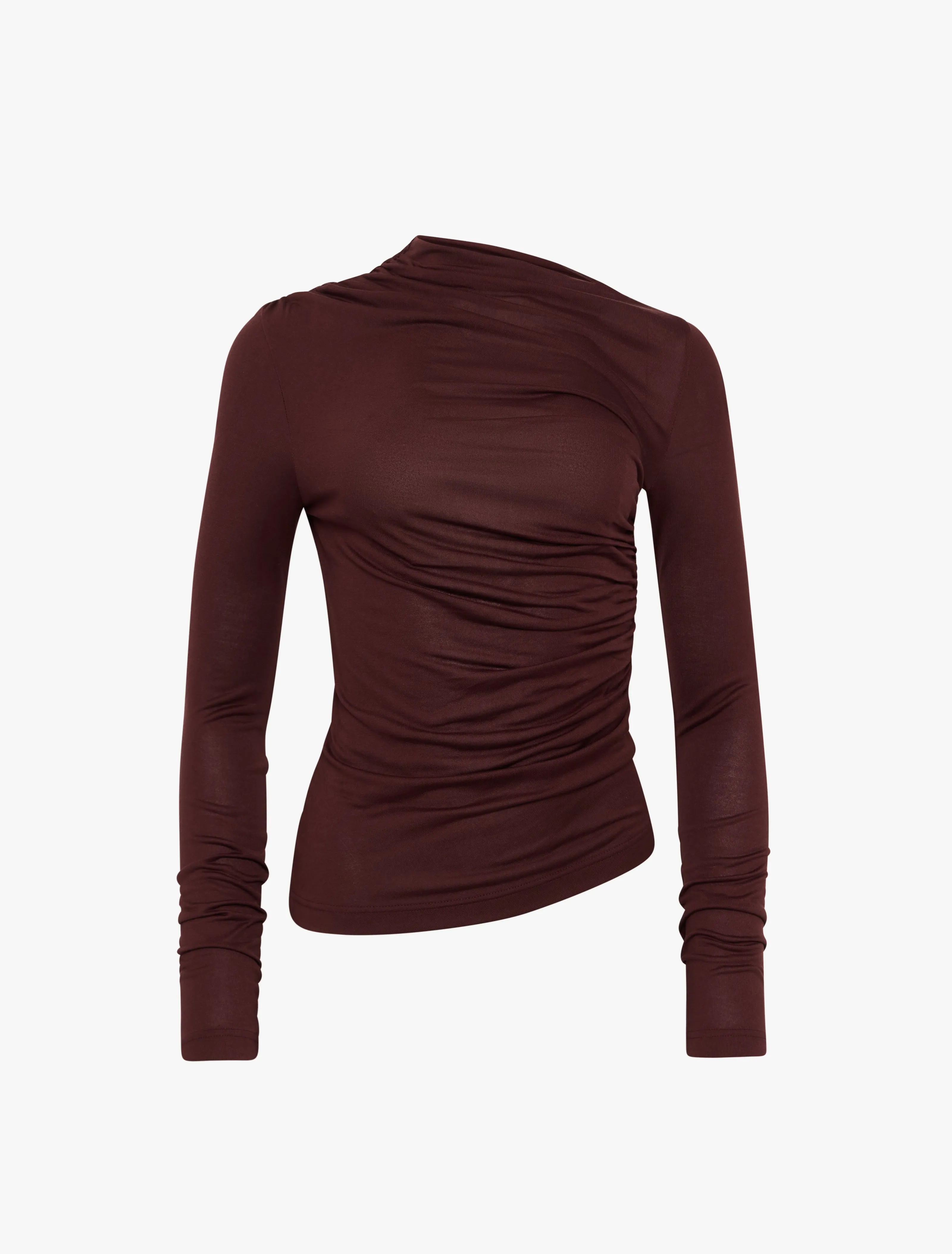 Iphis Draped Long Sleeve Top in Bordeaux sold by Ninety Percent product image thumbnail 5
