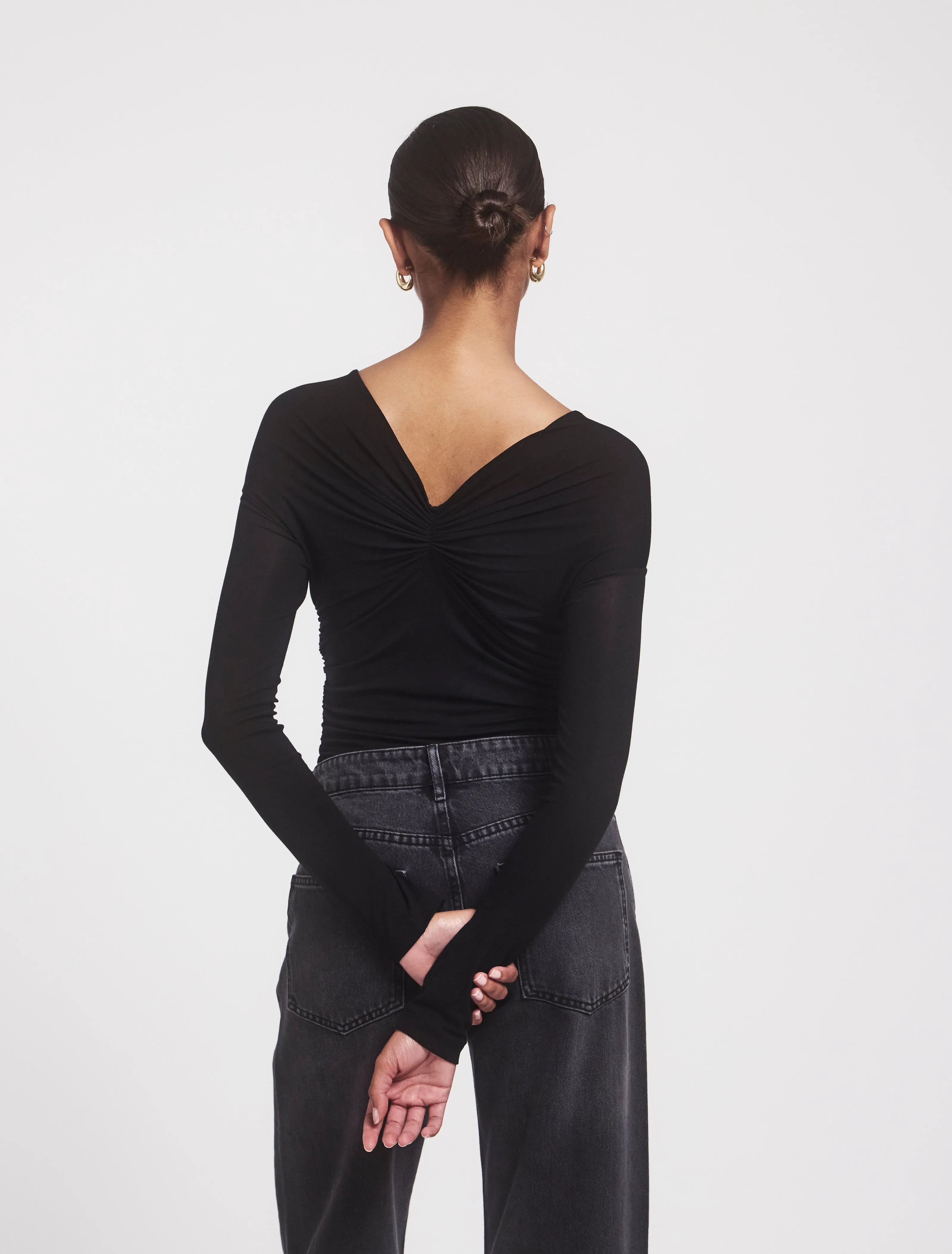 Vesta Micromodal Knot Long Sleeve Top in Black sold by Ninety Percent product image thumbnail 4