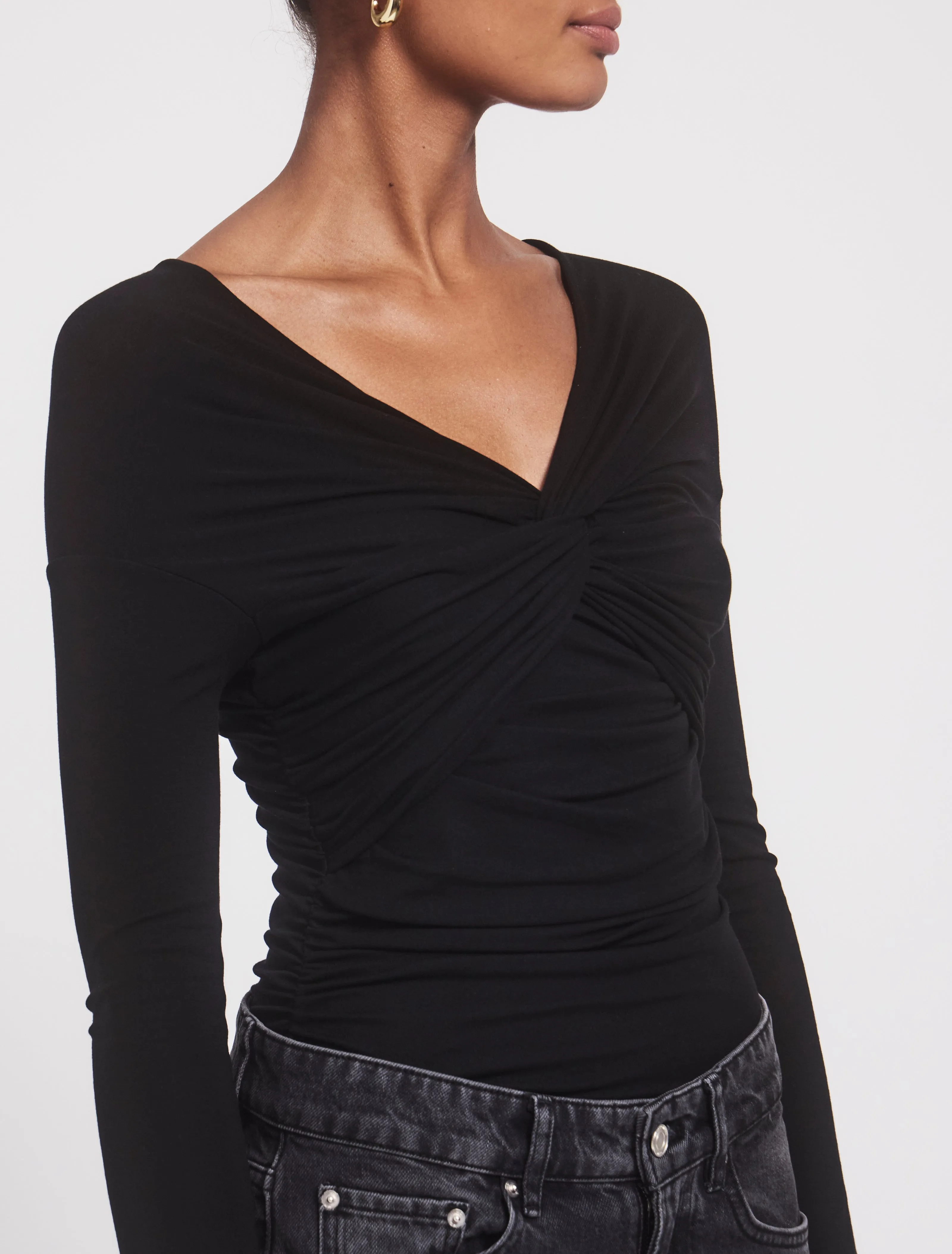Vesta Micromodal Knot Long Sleeve Top in Black sold by Ninety Percent product image thumbnail 3