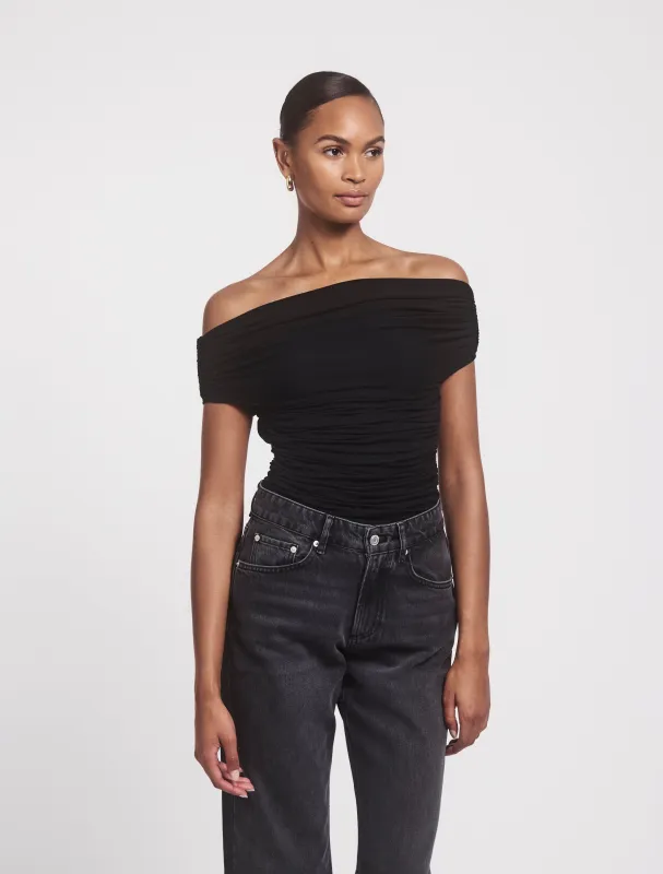 Noho Micromodal Ruched Top in Black sold by Ninety Percent