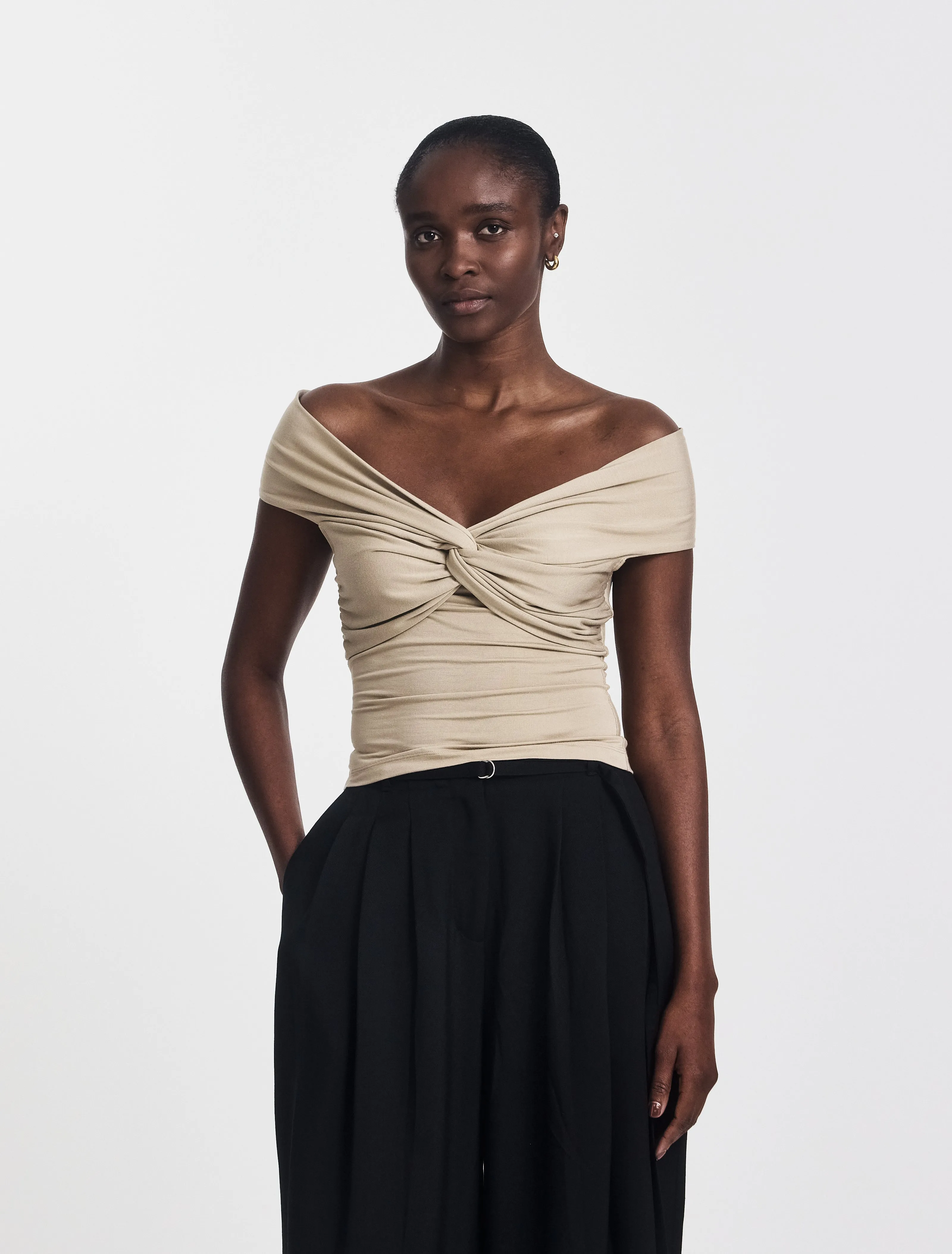 Laila Twist Front Top in Taupe sold by Ninety Percent product image thumbnail 2
