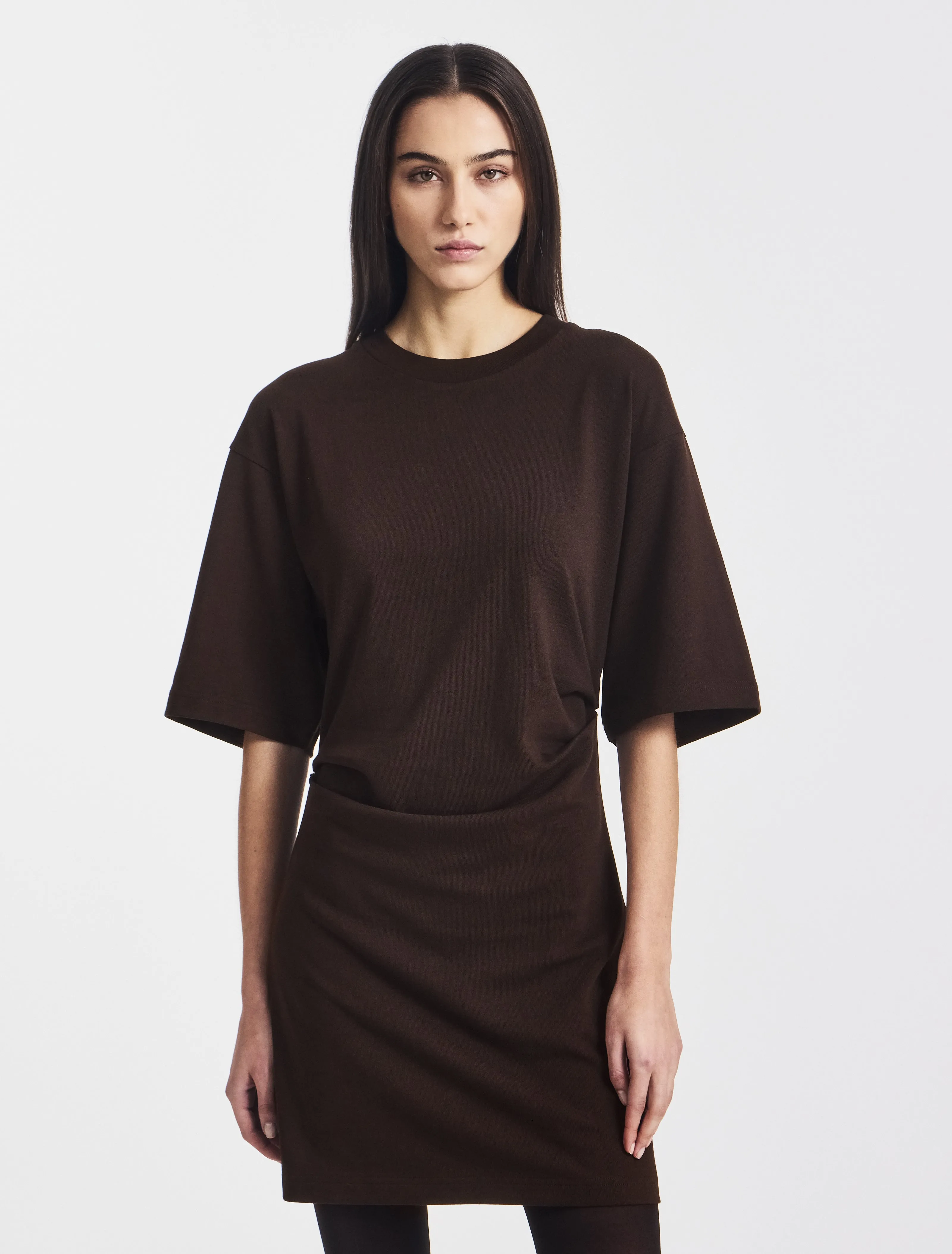 Raya T-Shirt Dress in Bitter Chocolate sold by Ninety Percent product image thumbnail 3