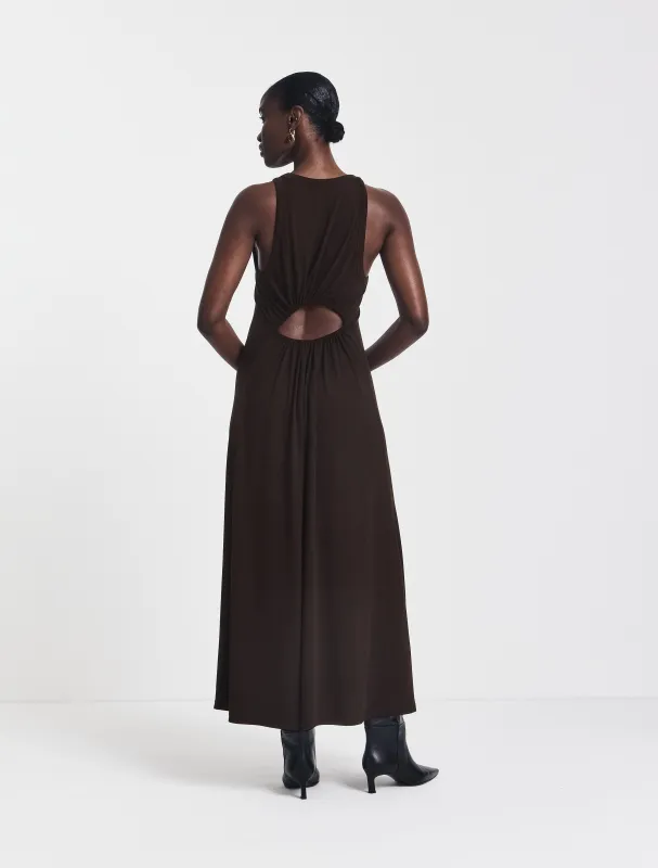 Pelias Dress in Bitter Chocolate sold by Ninety Percent
