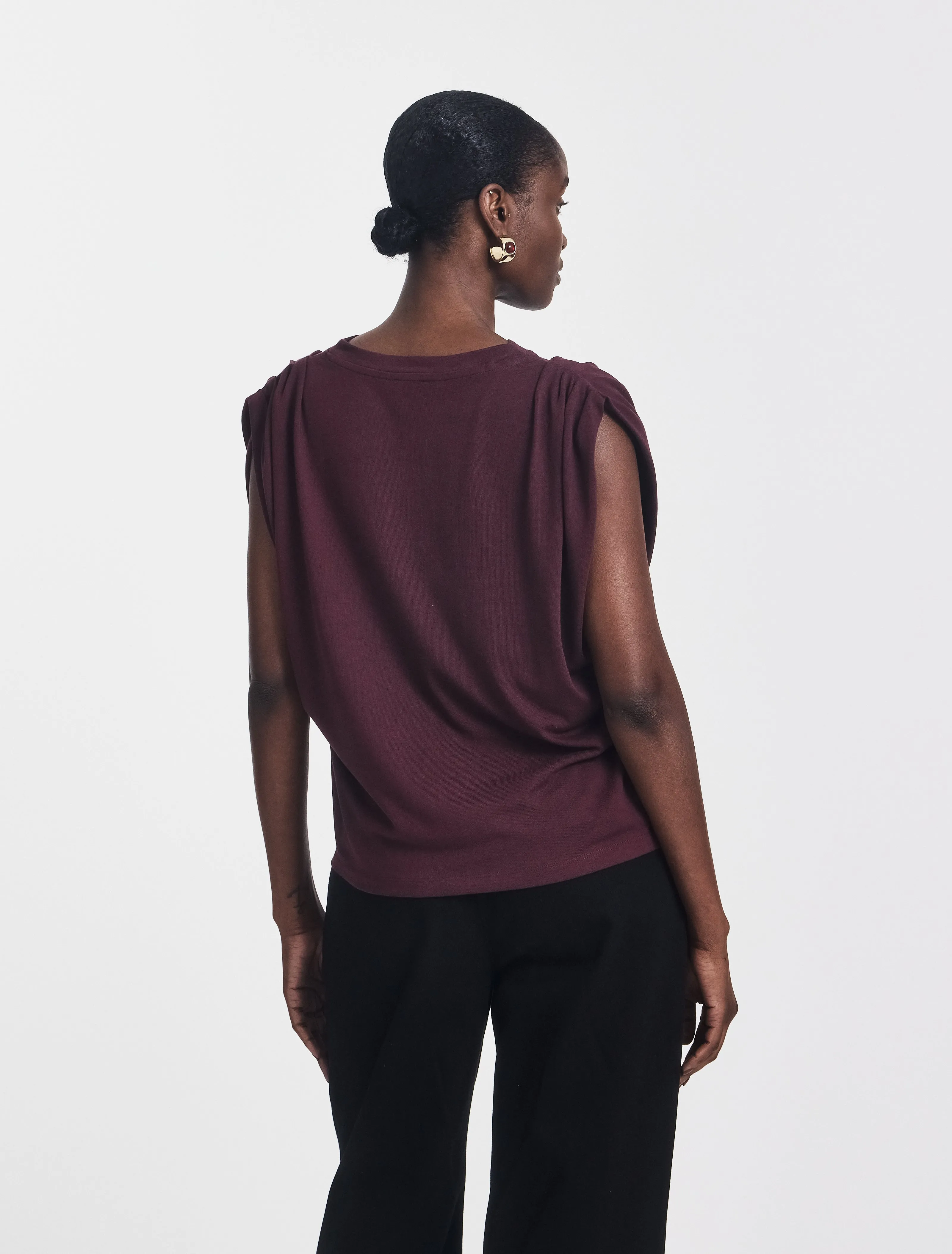Kaia Pleated Tank Top in Merlot sold by Ninety Percent product image thumbnail 4