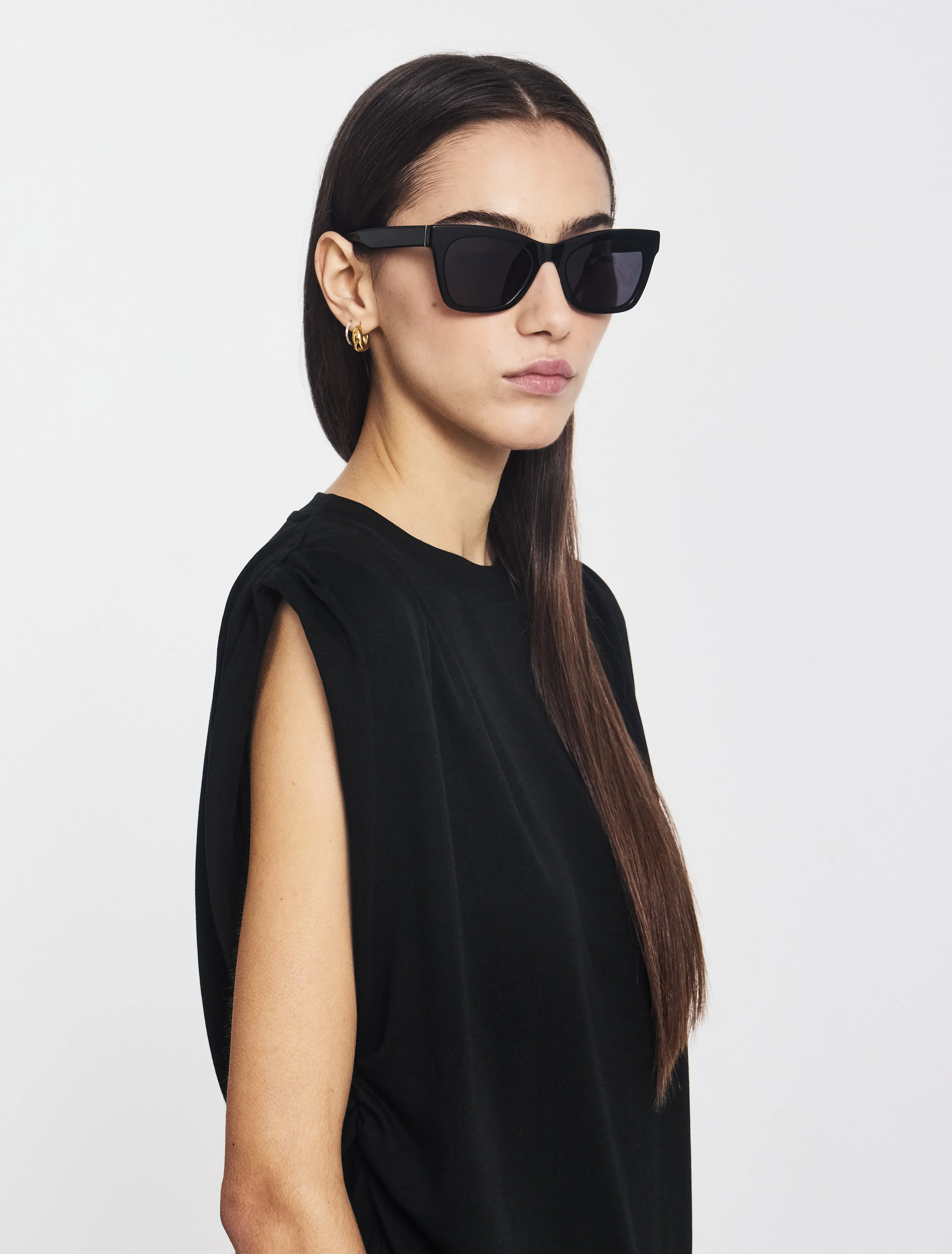 Kaia Pleated Tank Top in Black sold by Ninety Percent product image thumbnail 3