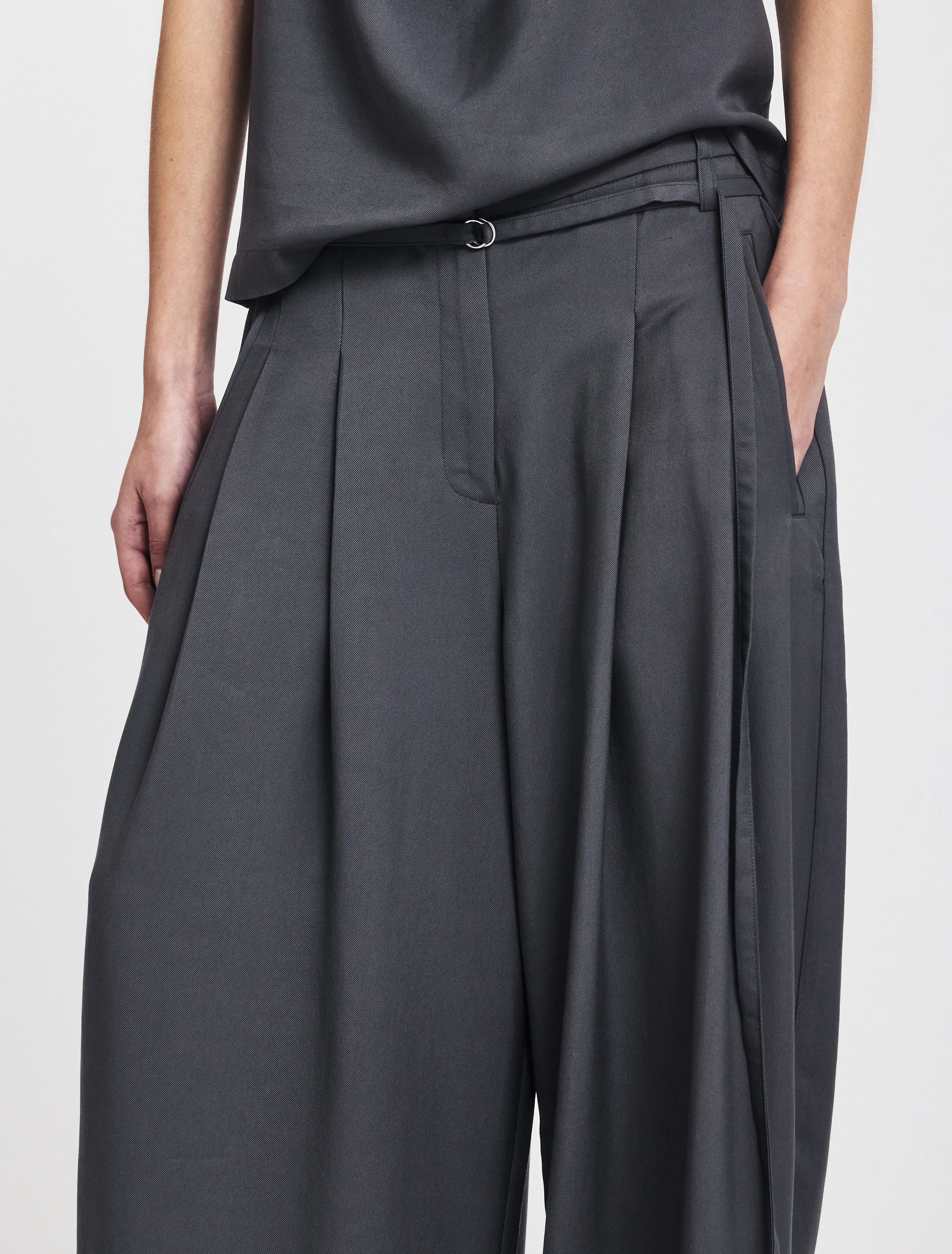 Evie Wide Leg Trouser in Magnet sold by Ninety Percent product image thumbnail 2