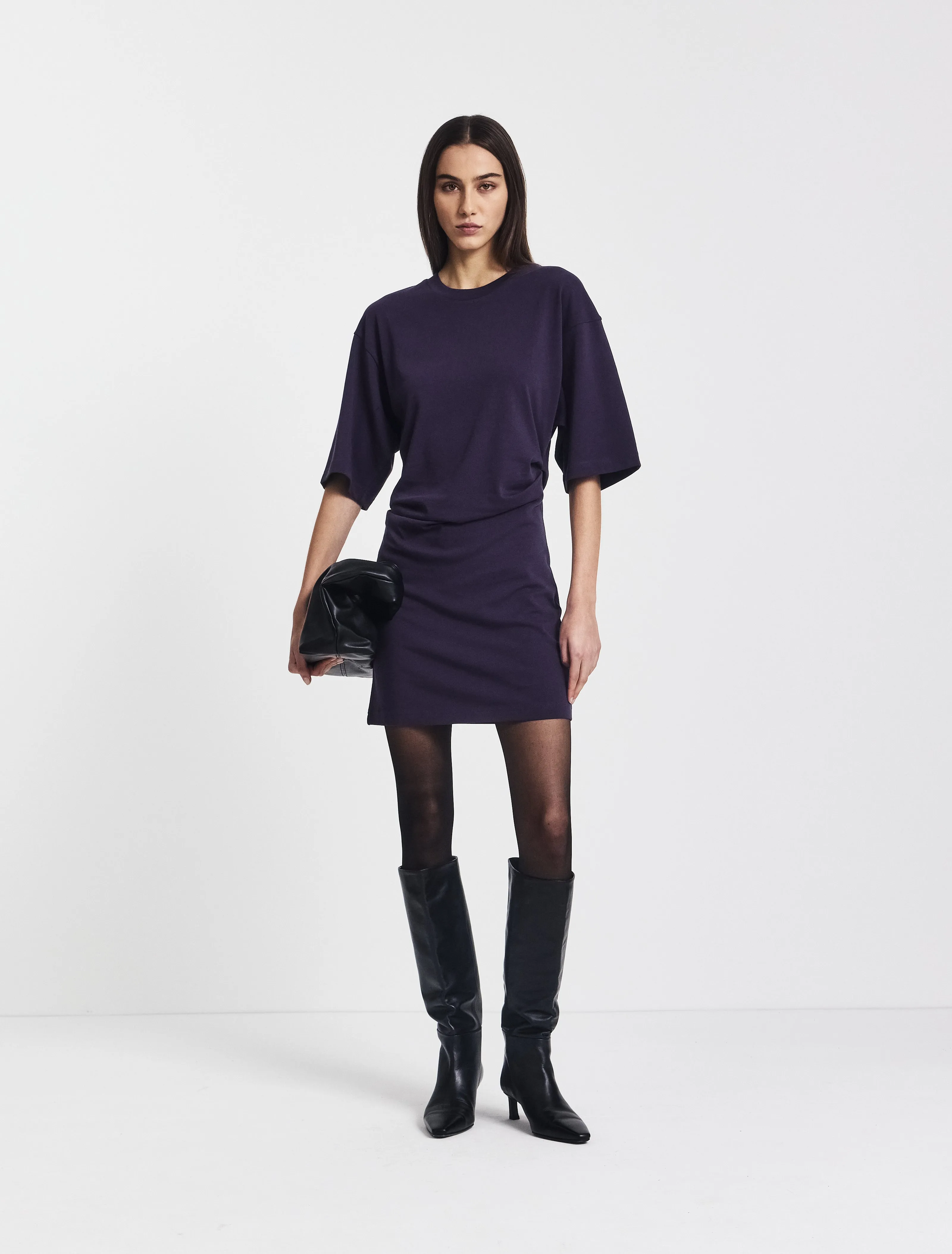 Raya T-Shirt Dress in Aubergine sold by Ninety Percent