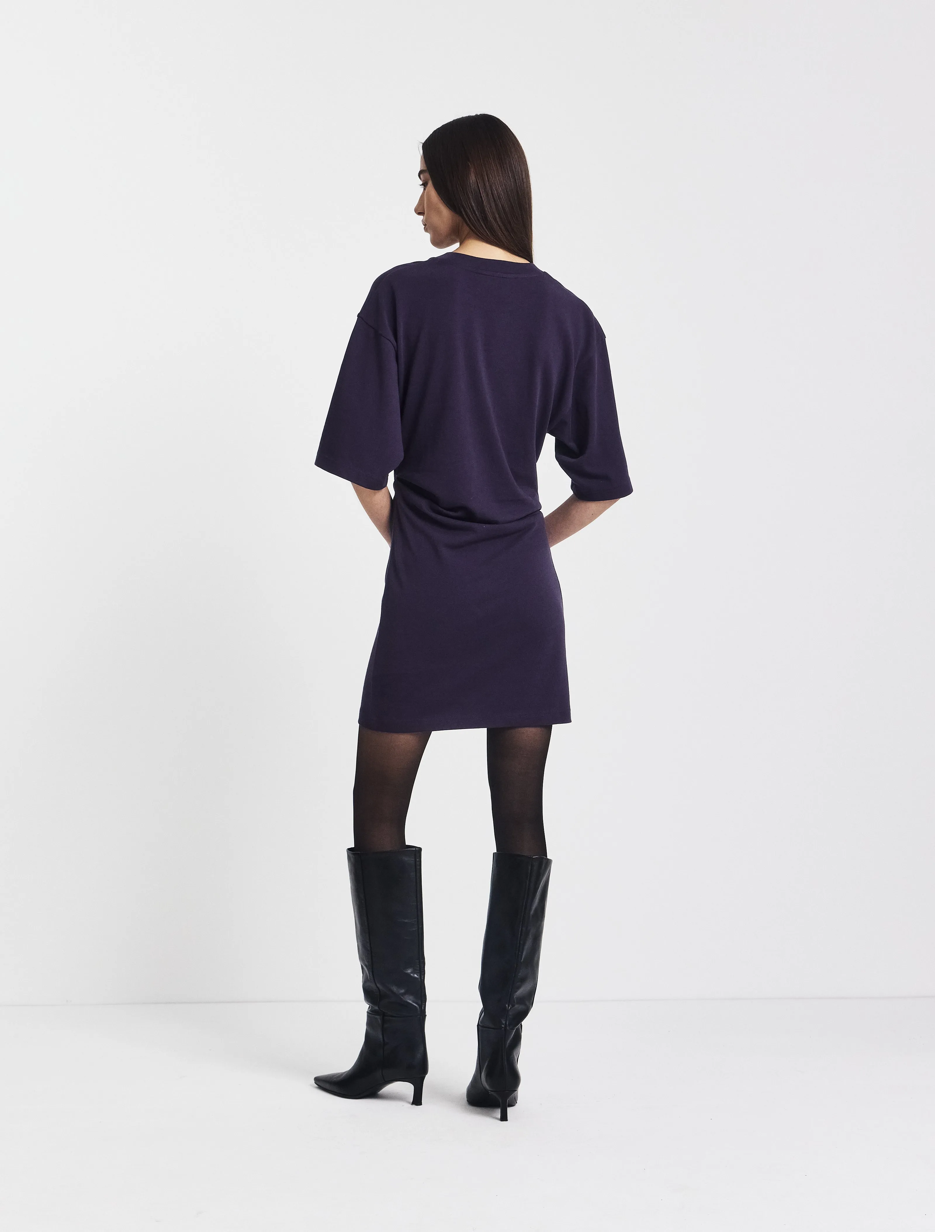 Raya T-Shirt Dress in Aubergine sold by Ninety Percent product image thumbnail 4