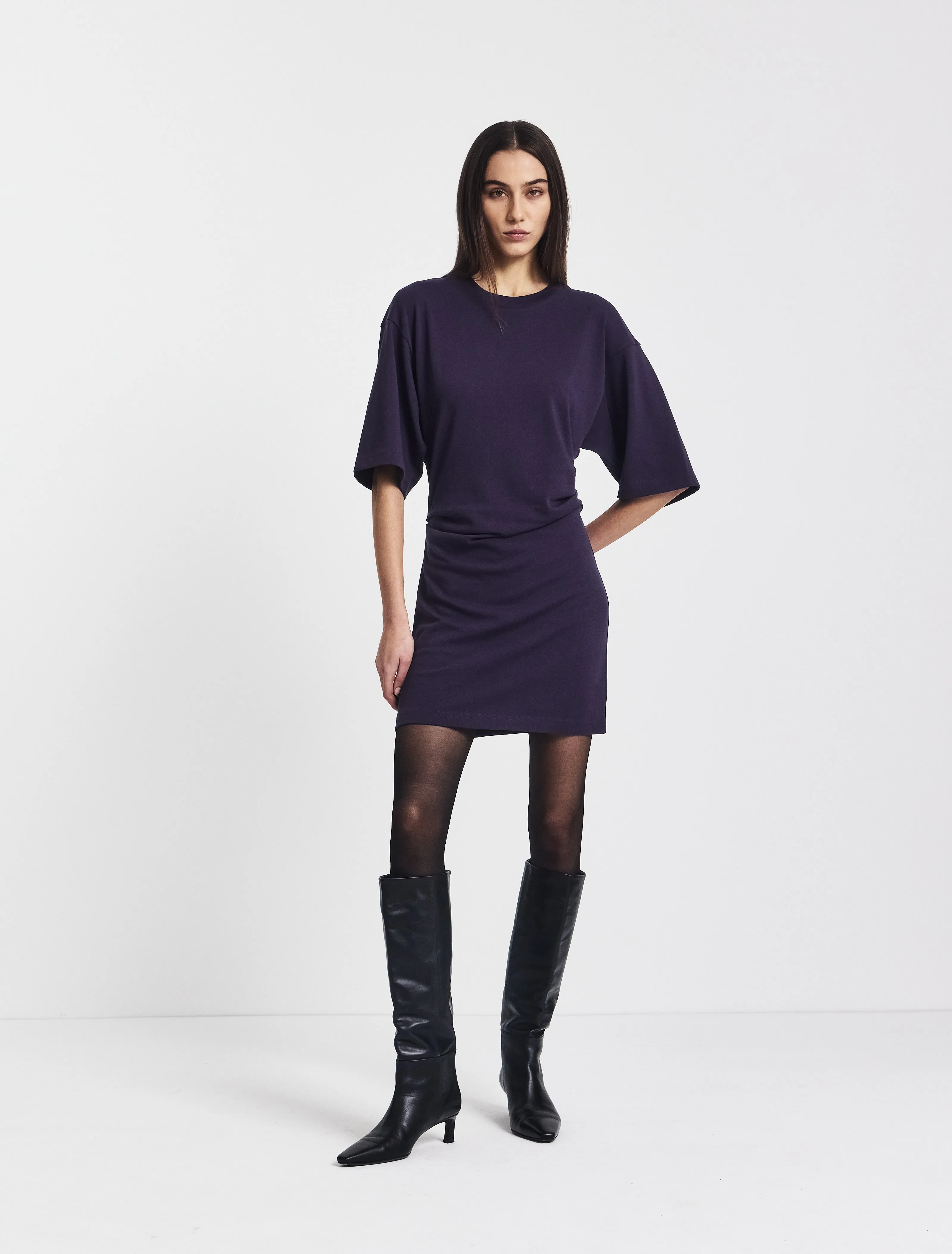 Raya T-Shirt Dress in Aubergine sold by Ninety Percent product image thumbnail 2