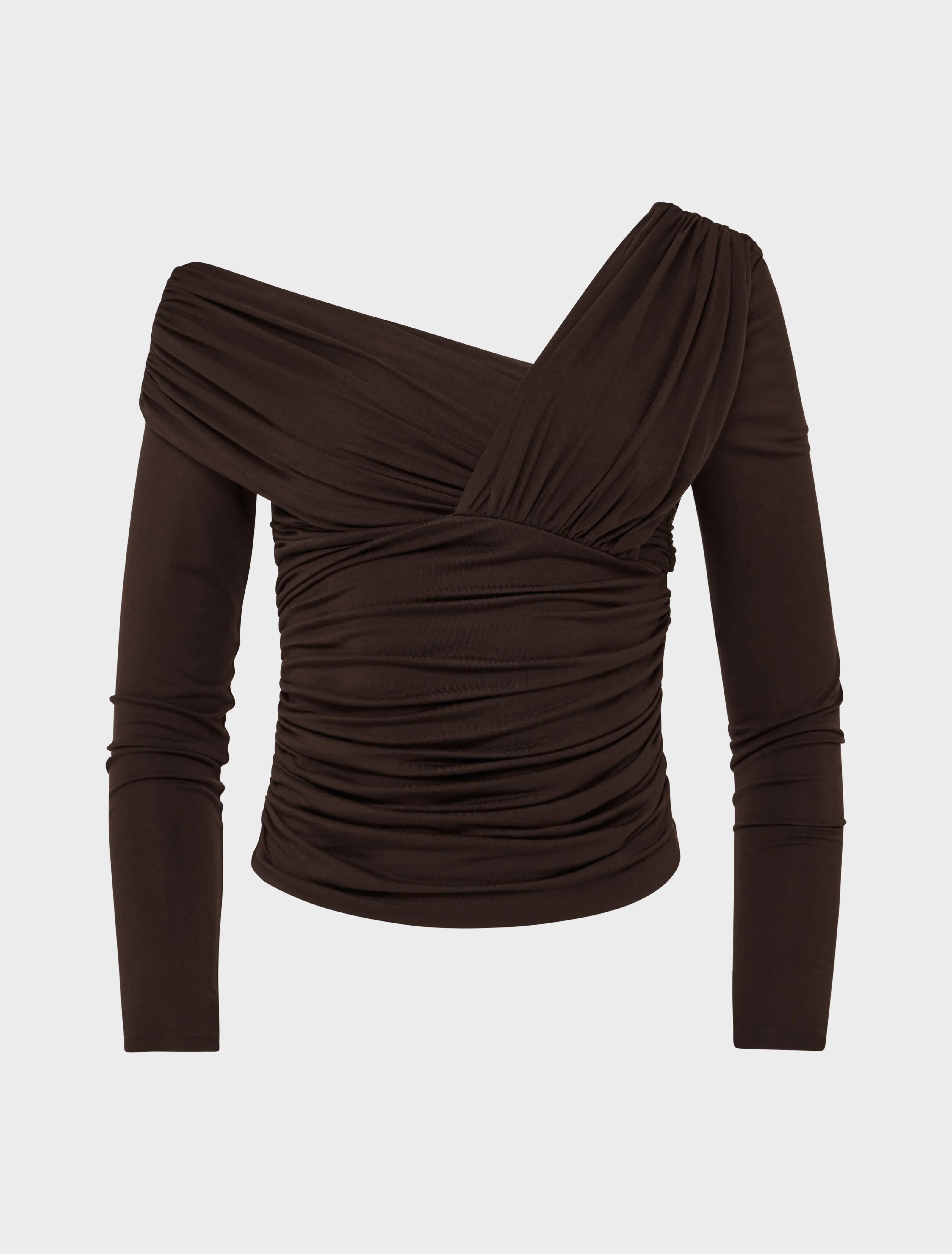 Corey Ruched Long Sleeve Top in Bitter Chocolate sold by Ninety Percent product image thumbnail 5