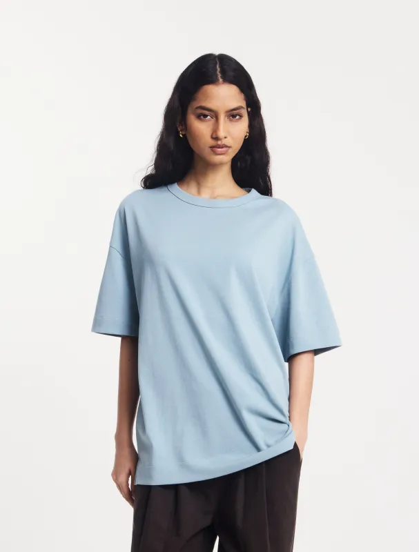 Classic Cotton Oversized T-Shirt in Powder Blue sold by Ninety Percent