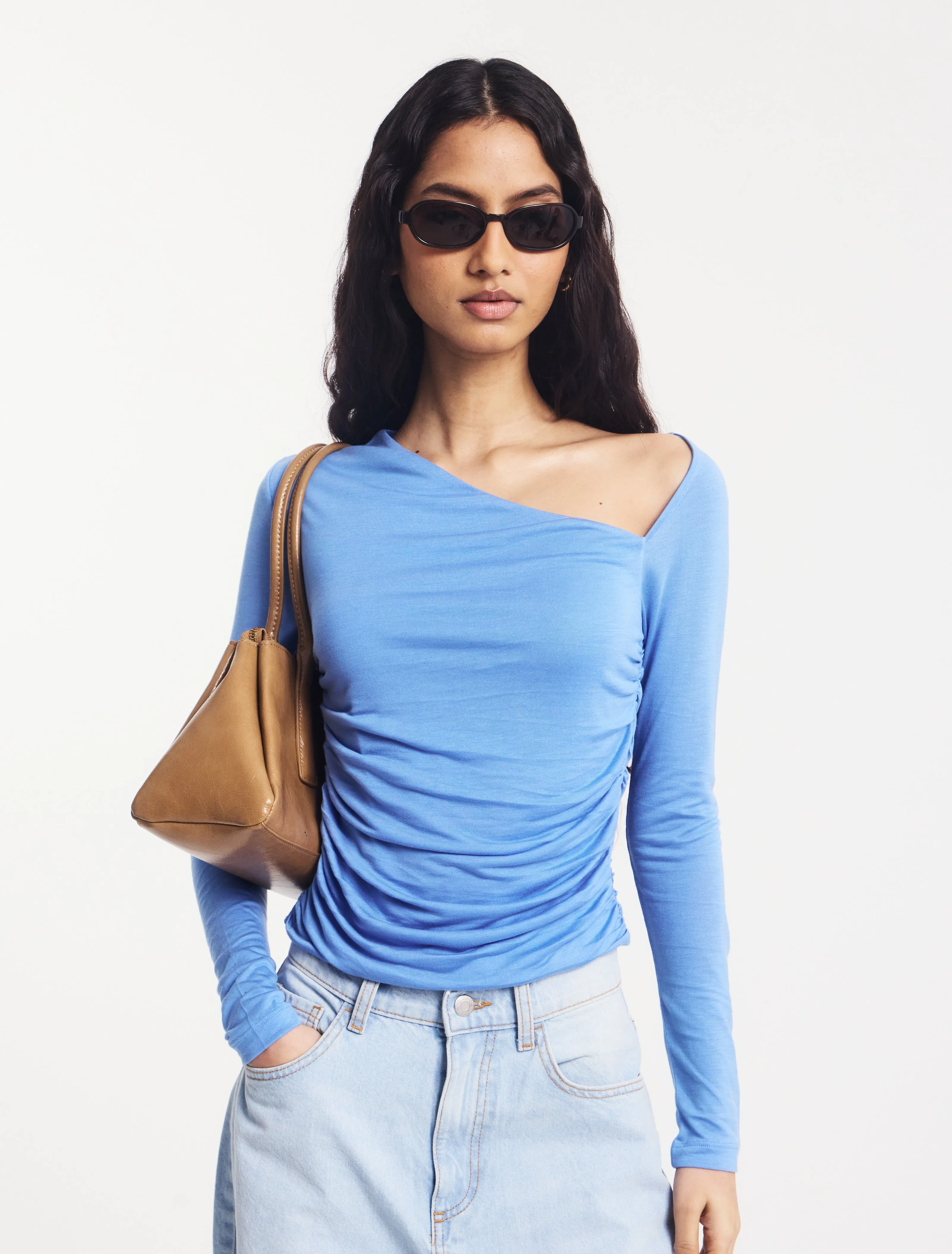 Parker Asymmetrical Top in Cornflower sold by Ninety Percent
