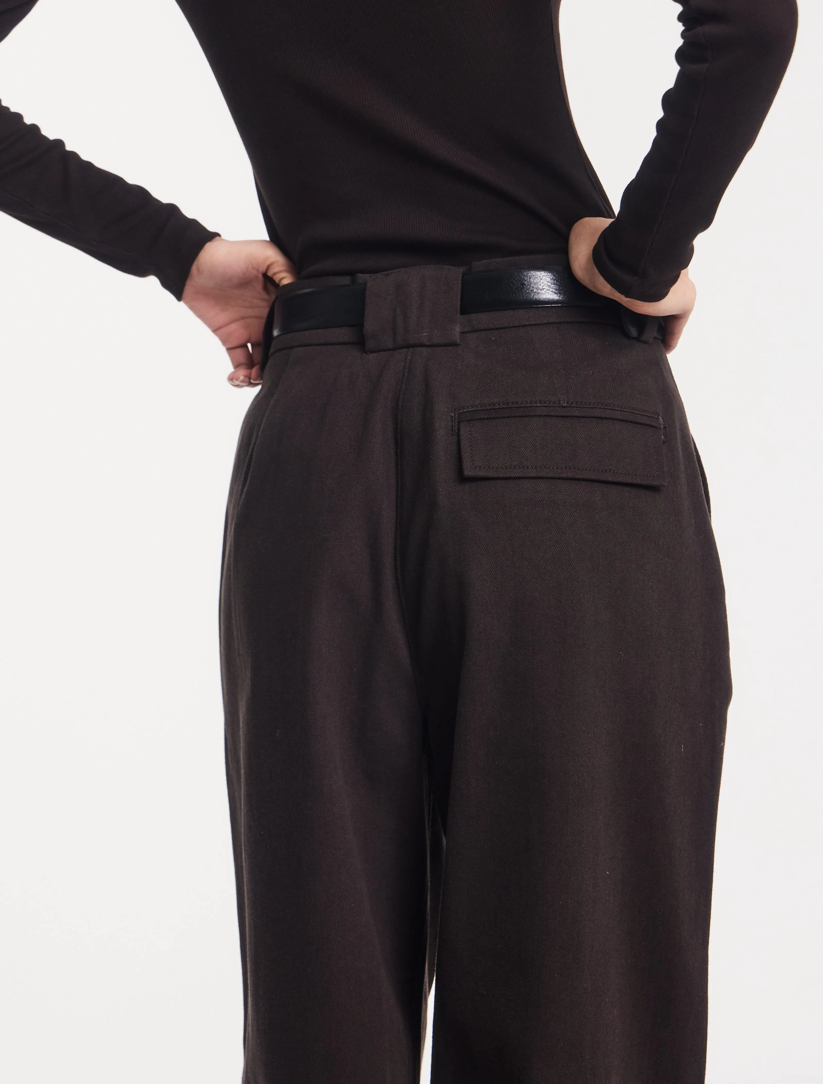 Organic Cotton Denim Trousers in Bitter Chocolate sold by Ninety Percent product image thumbnail 4