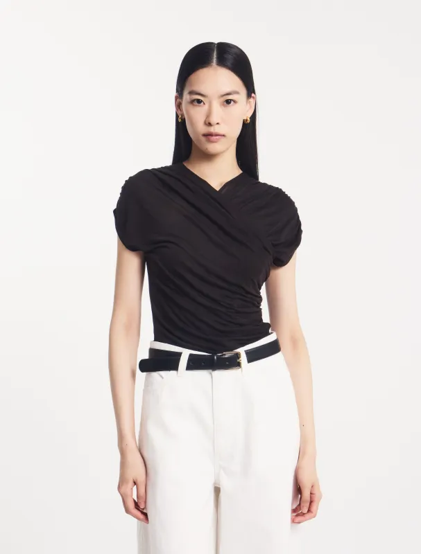 Indie Wrap Top in Bitter Chocolate made by Ninety Percent